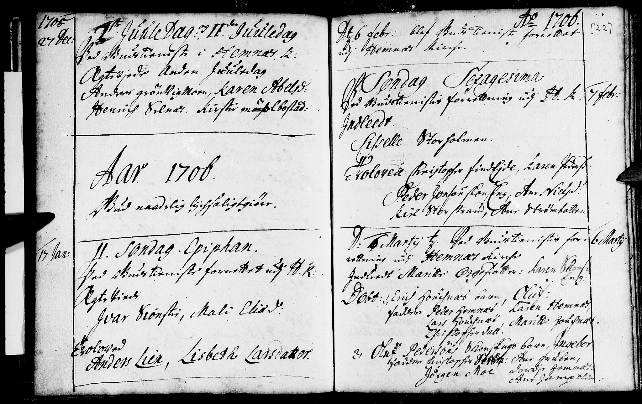 Ministerialprotokoller, klokkerbøker og fødselsregistre - Nordland, AV/SAT-A-1459/825/L0345: Ministerialbok nr. 825A01, 1704-1728, s. 22