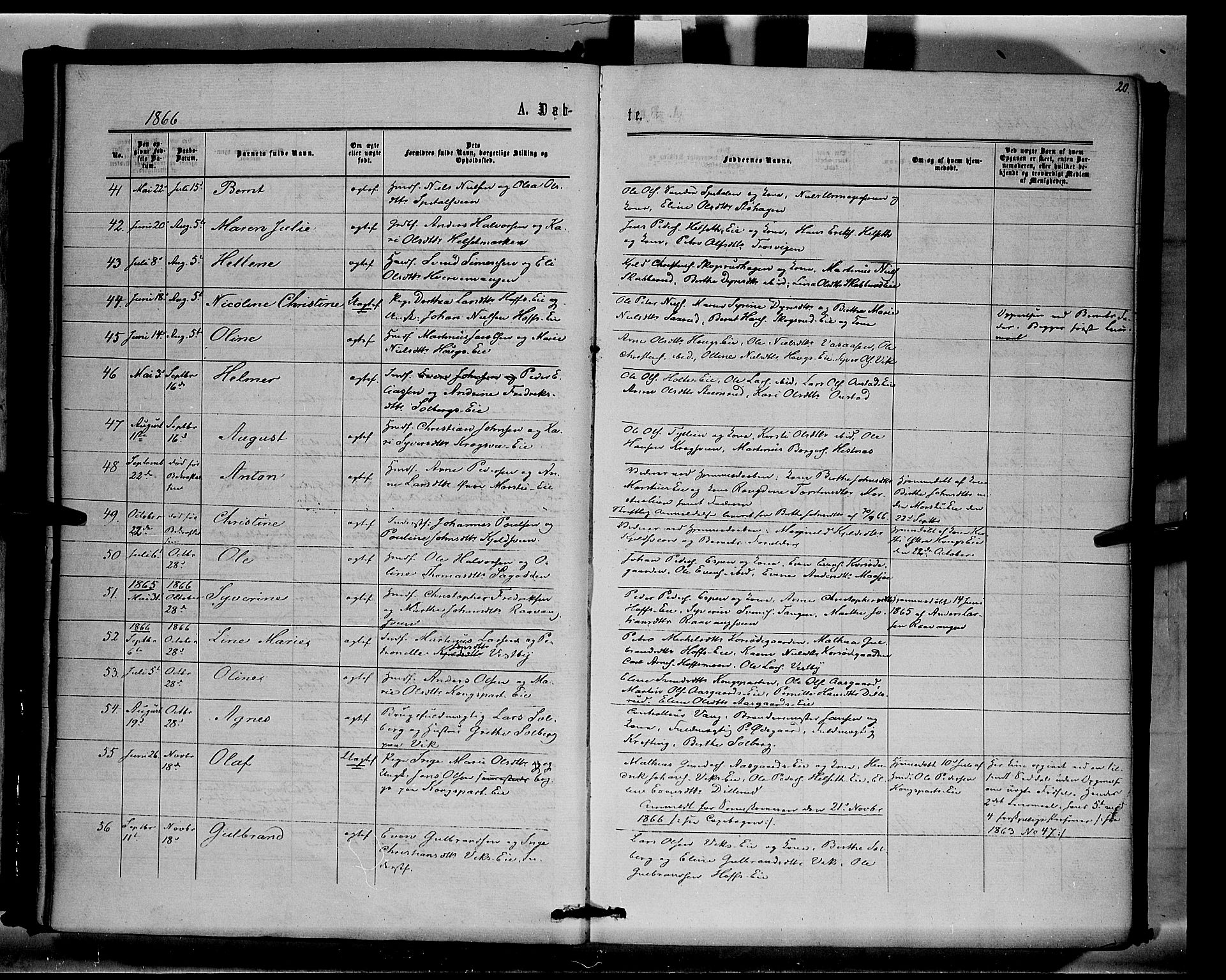 Stange prestekontor, AV/SAH-PREST-002/K/L0014: Ministerialbok nr. 14, 1862-1879, s. 20