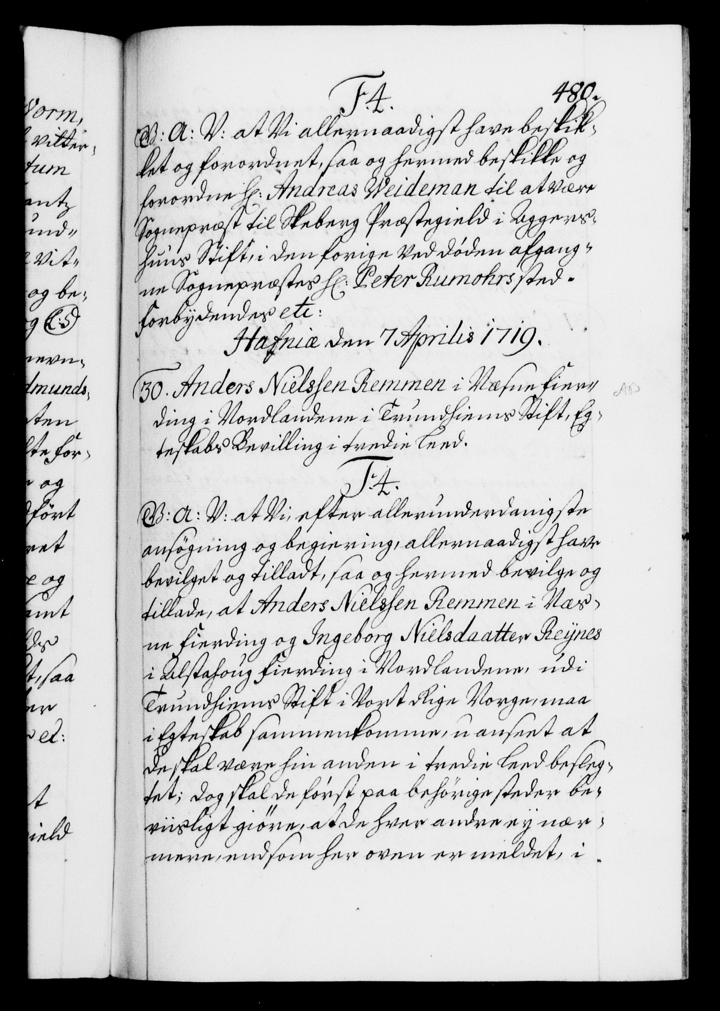 Danske Kanselli 1572-1799, AV/RA-EA-3023/F/Fc/Fca/Fcaa/L0022: Norske registre, 1716-1719, s. 480a