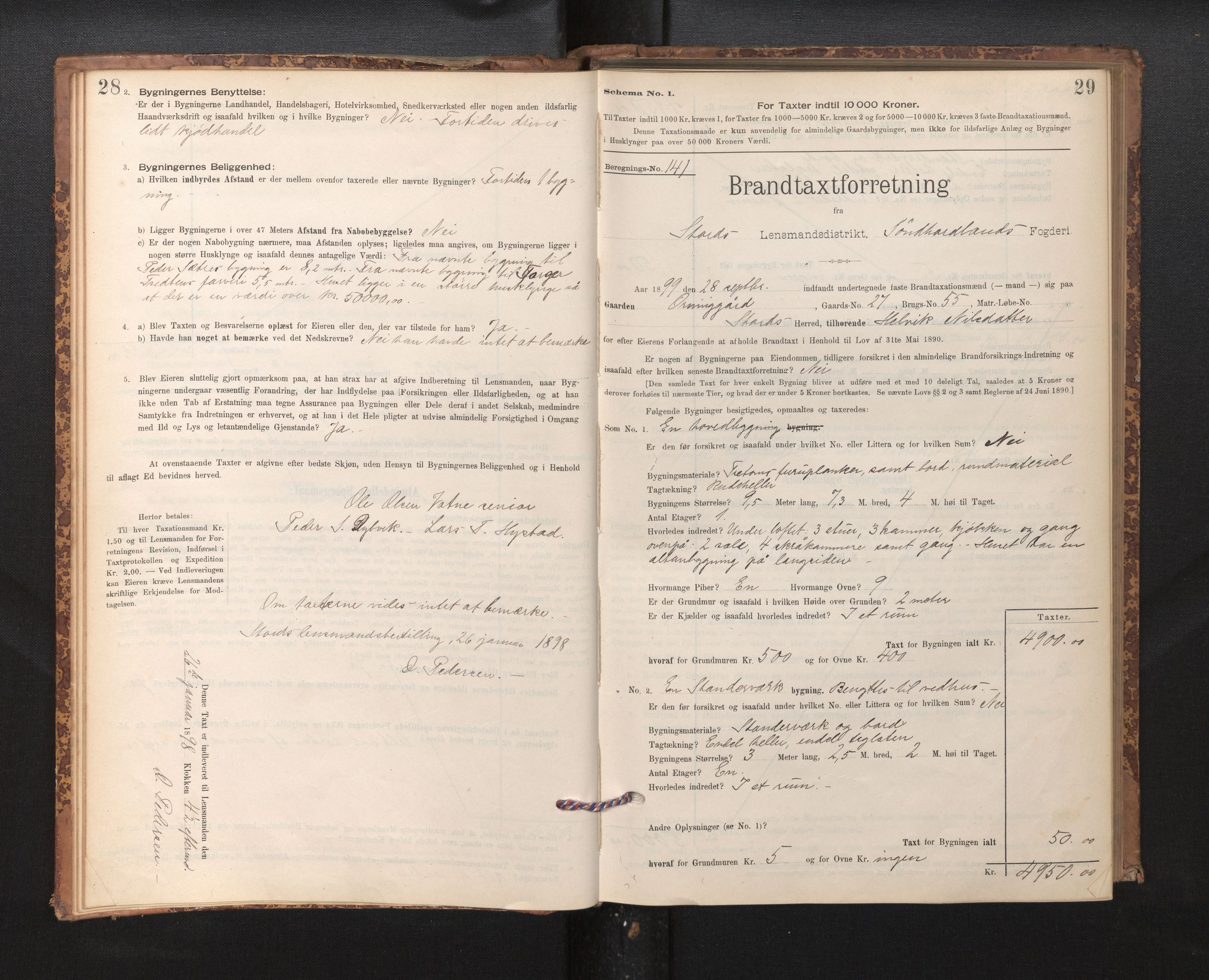 Lensmannen i Stord, SAB/A-35001/0012/L0002: Branntakstprotokoll, skjematakst, 1897-1922, s. 28-29