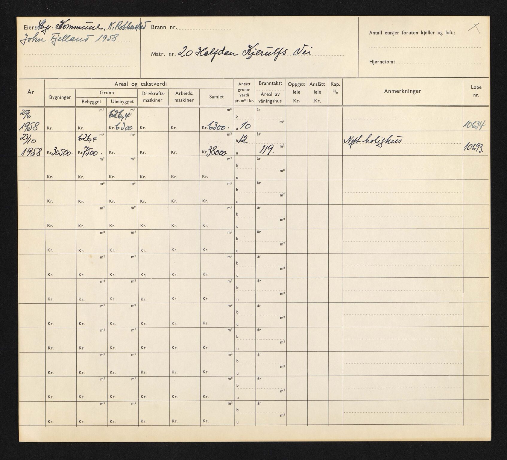 Stavanger kommune. Skattetakstvesenet, BYST/A-0440/F/Fa/Faa/L0016/0002: Skattetakstkort / Halfdan Kjerufs vei 18 - Hannasdalsgata 20