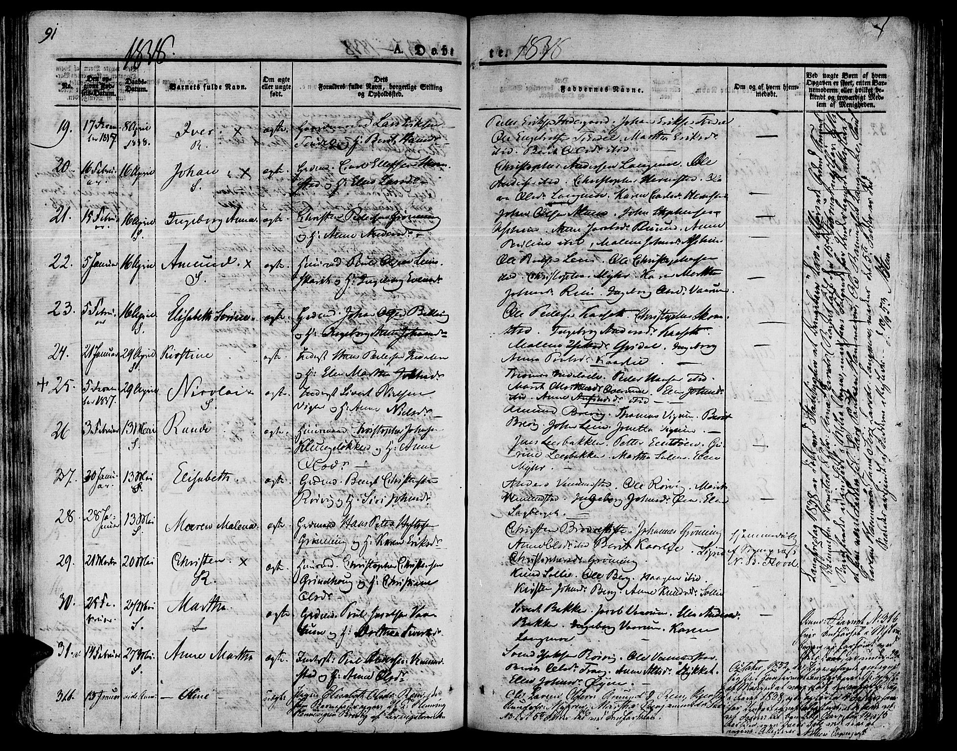 Ministerialprotokoller, klokkerbøker og fødselsregistre - Sør-Trøndelag, AV/SAT-A-1456/646/L0609: Ministerialbok nr. 646A07, 1826-1838, s. 91