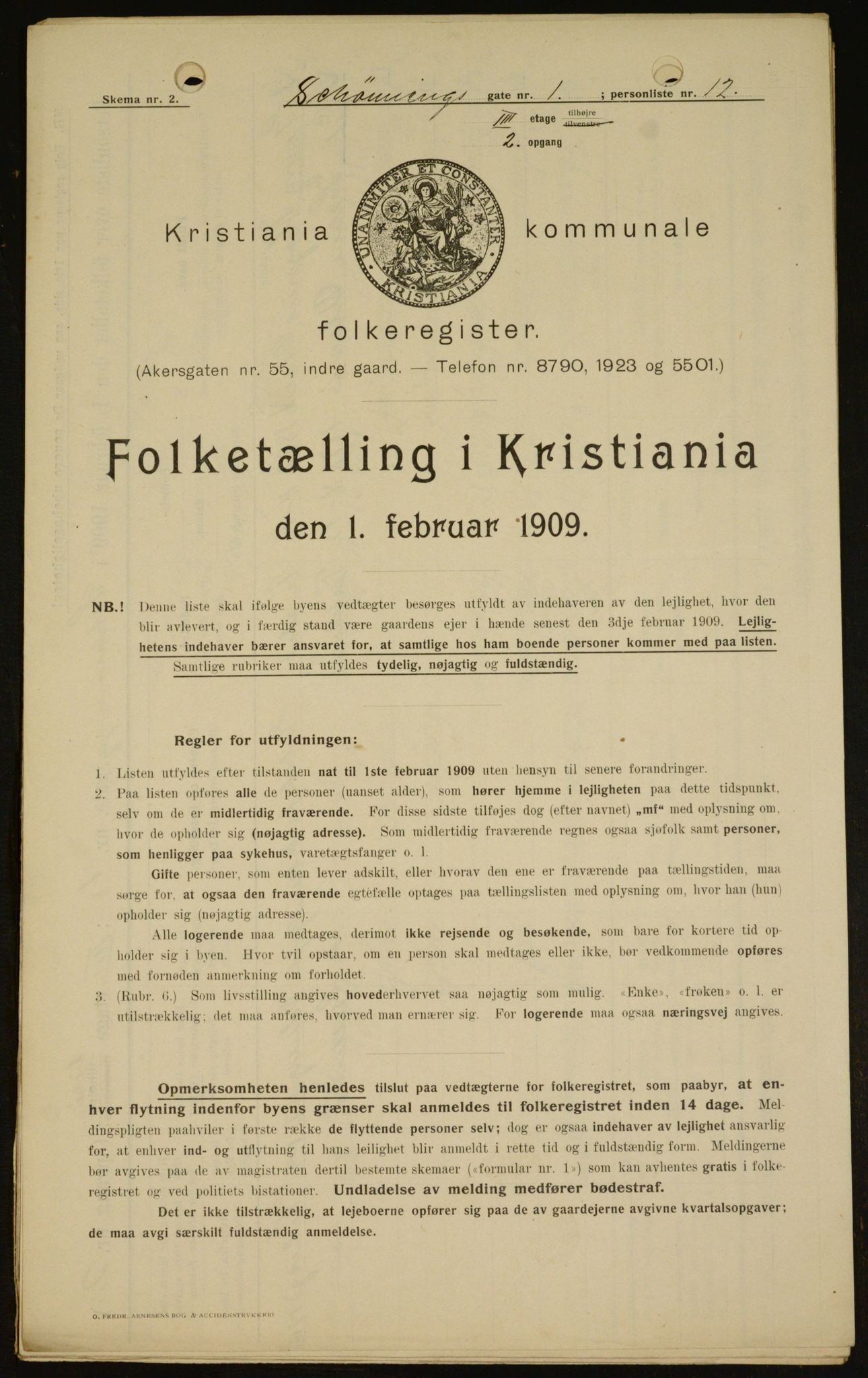 OBA, Kommunal folketelling 1.2.1909 for Kristiania kjøpstad, 1909, s. 84734