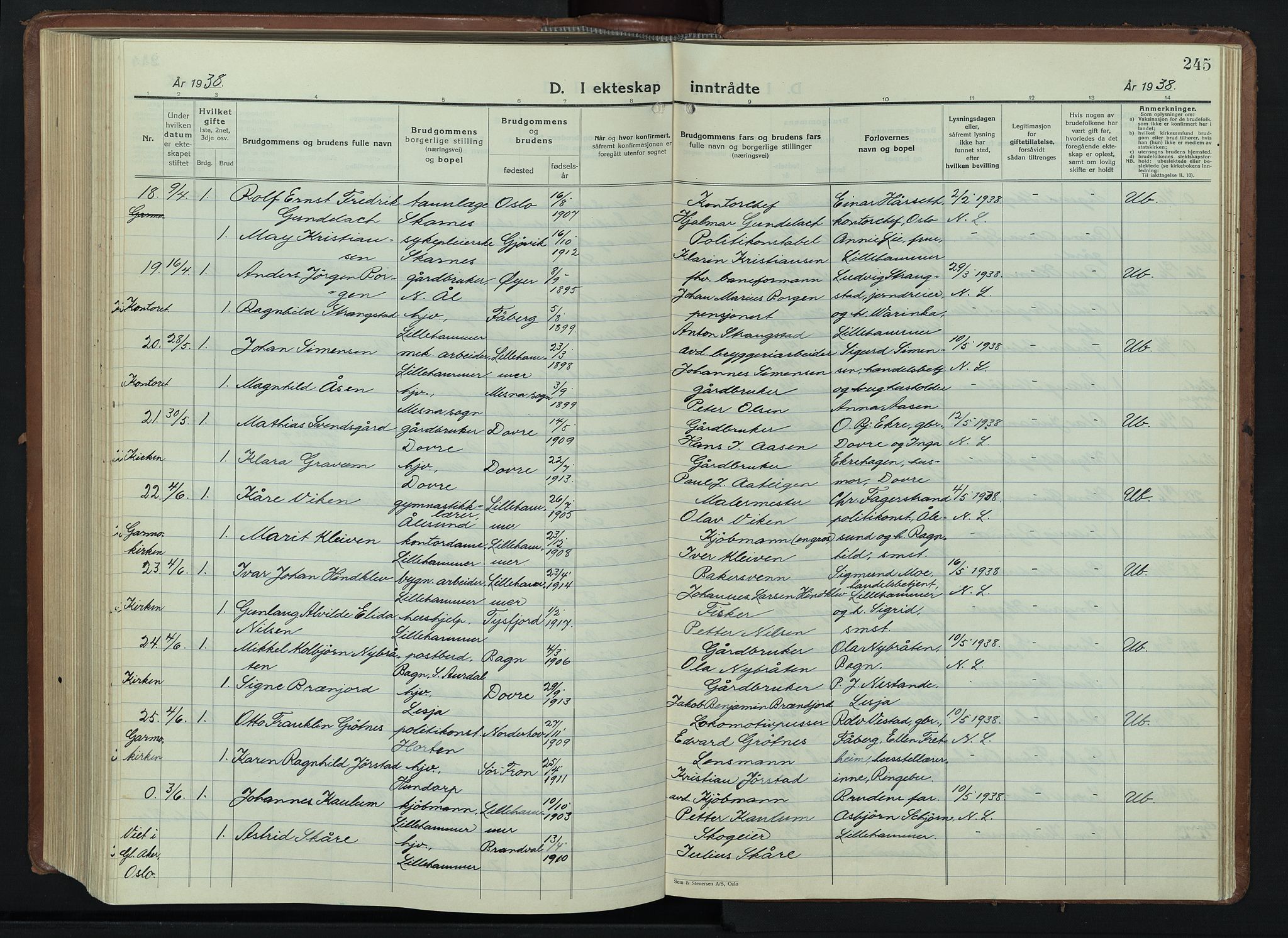 Lillehammer prestekontor, AV/SAH-PREST-088/H/Ha/Hab/L0003: Klokkerbok nr. 3, 1927-1943, s. 245