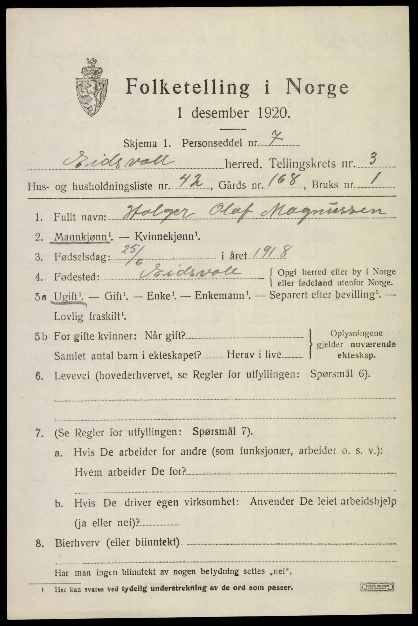 SAO, Folketelling 1920 for 0237 Eidsvoll herred, 1920, s. 8093