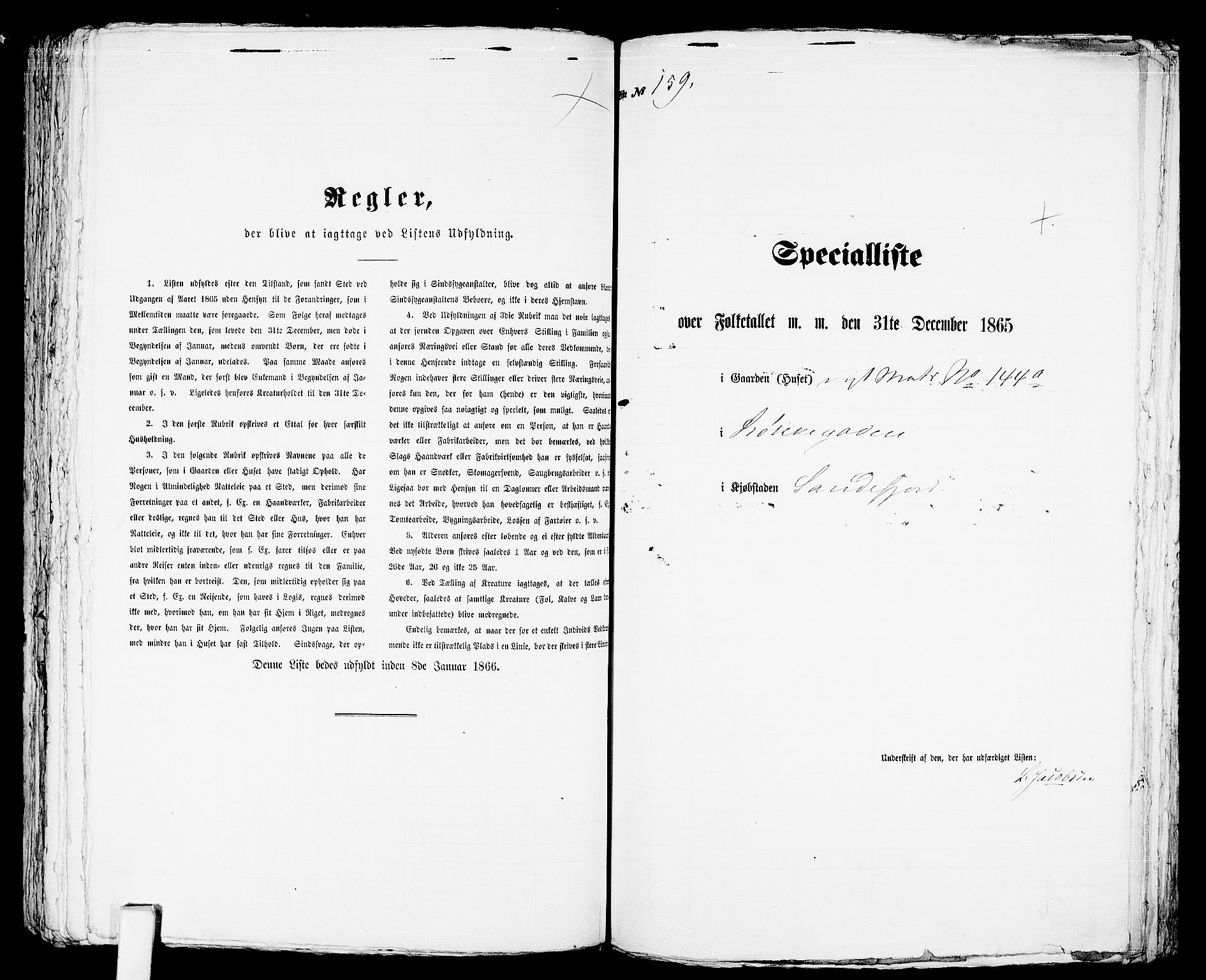 RA, Folketelling 1865 for 0706B Sandeherred prestegjeld, Sandefjord kjøpstad, 1865, s. 325