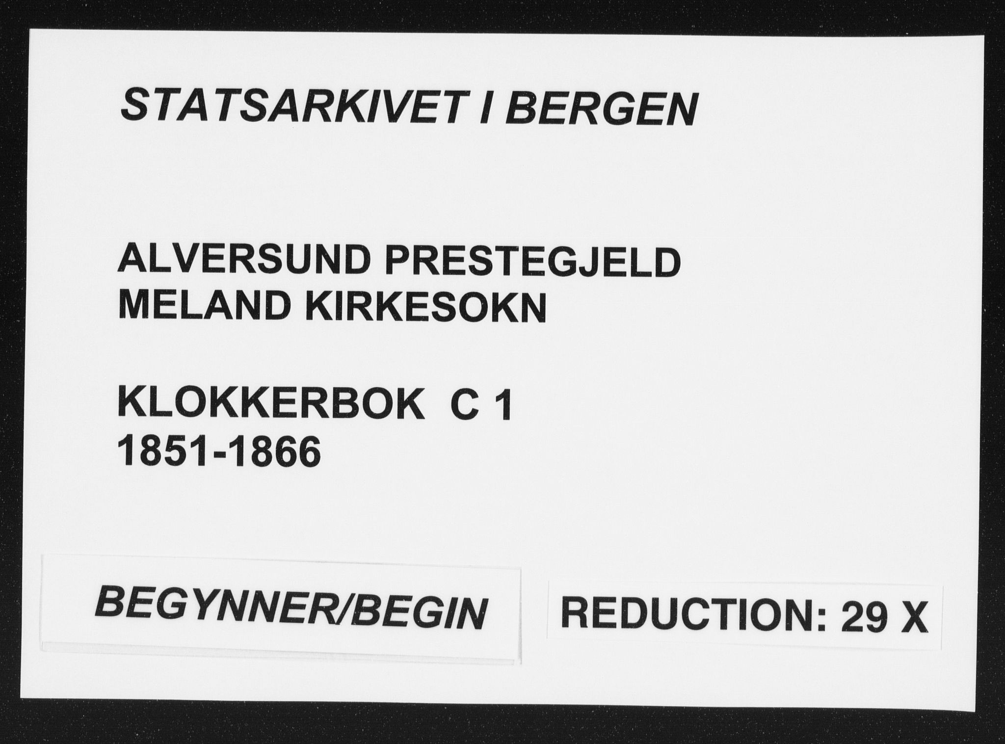 Alversund Sokneprestembete, SAB/A-73901/H/Ha/Hab: Klokkerbok nr. C 1, 1851-1866