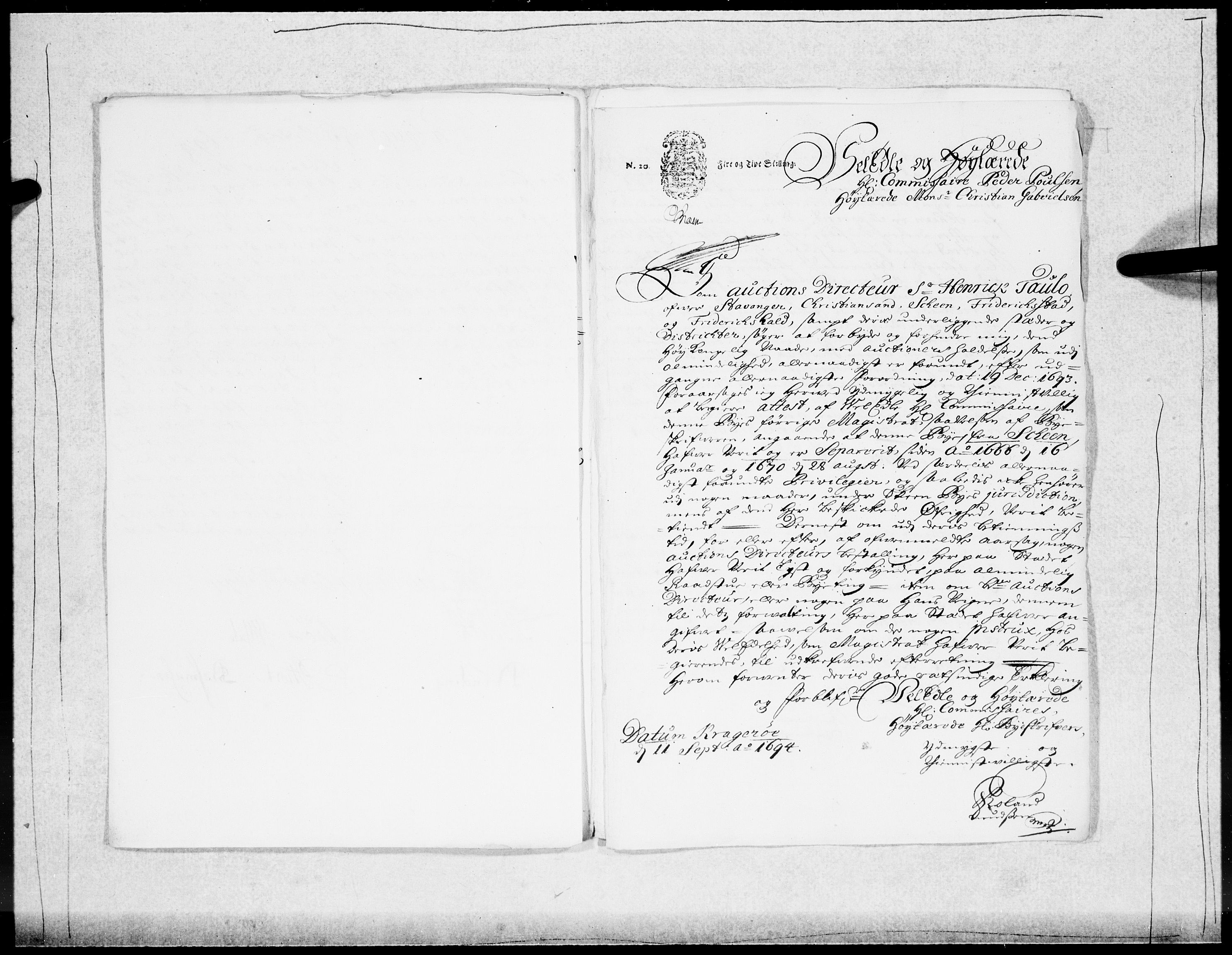Danske Kanselli 1572-1799, AV/RA-EA-3023/F/Fc/Fcc/Fcca/L0046: Norske innlegg 1572-1799, 1693-1695, s. 226