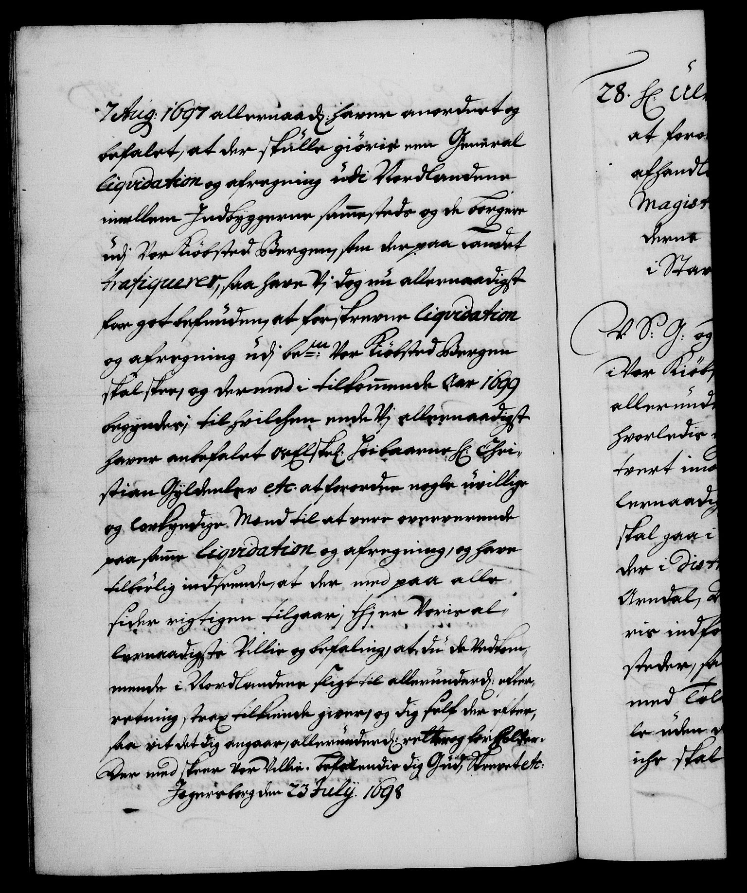 Danske Kanselli 1572-1799, AV/RA-EA-3023/F/Fc/Fca/Fcab/L0015: Norske tegnelser (mikrofilm), 1692-1699, s. 347b