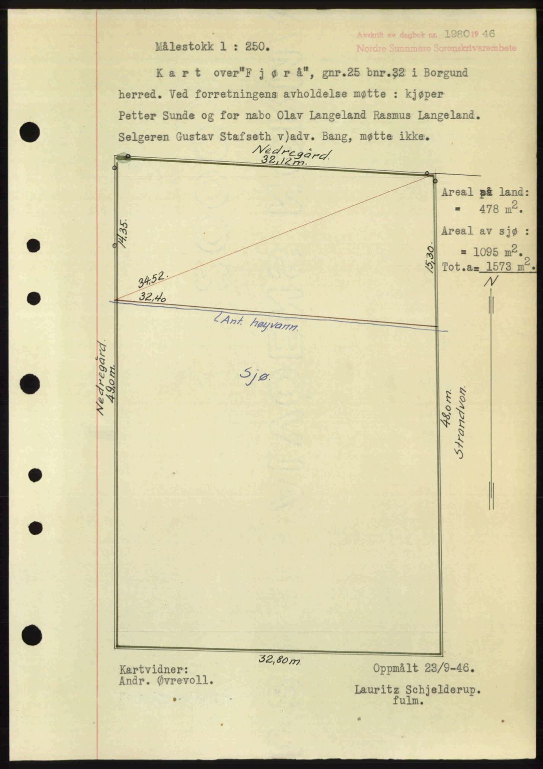 Nordre Sunnmøre sorenskriveri, AV/SAT-A-0006/1/2/2C/2Ca: Pantebok nr. A23, 1946-1947, Dagboknr: 1980/1946