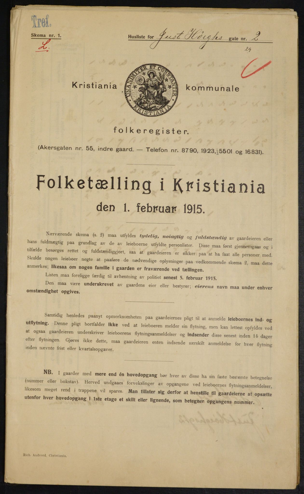 OBA, Kommunal folketelling 1.2.1915 for Kristiania, 1915, s. 47136