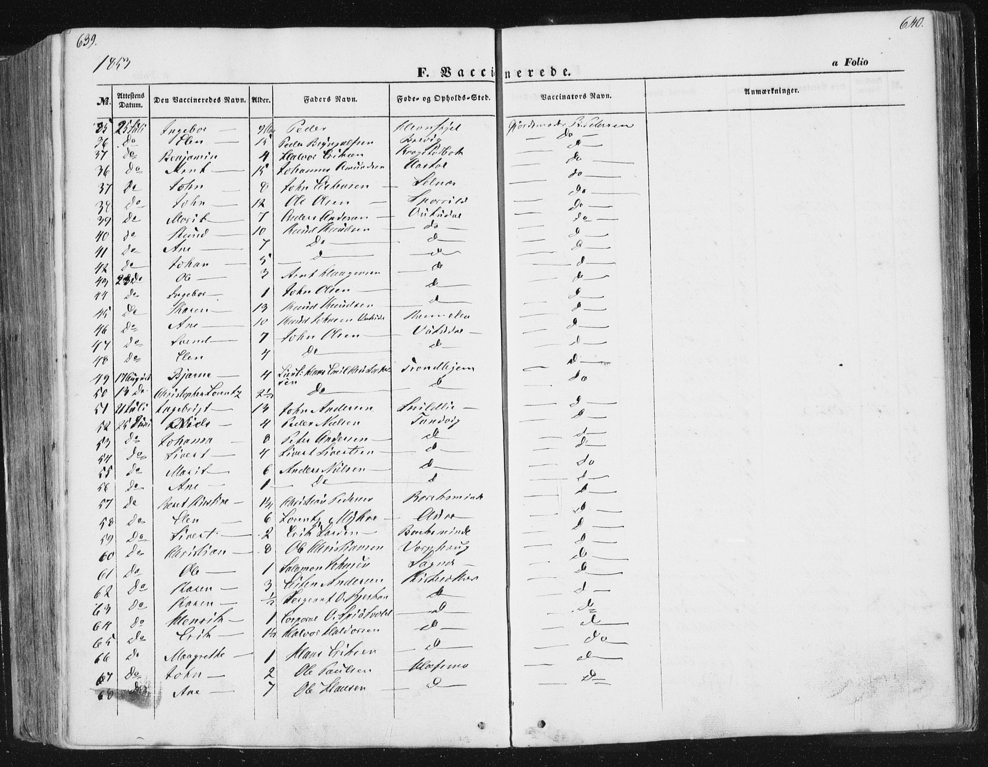 Ministerialprotokoller, klokkerbøker og fødselsregistre - Sør-Trøndelag, SAT/A-1456/630/L0494: Ministerialbok nr. 630A07, 1852-1868, s. 639-640