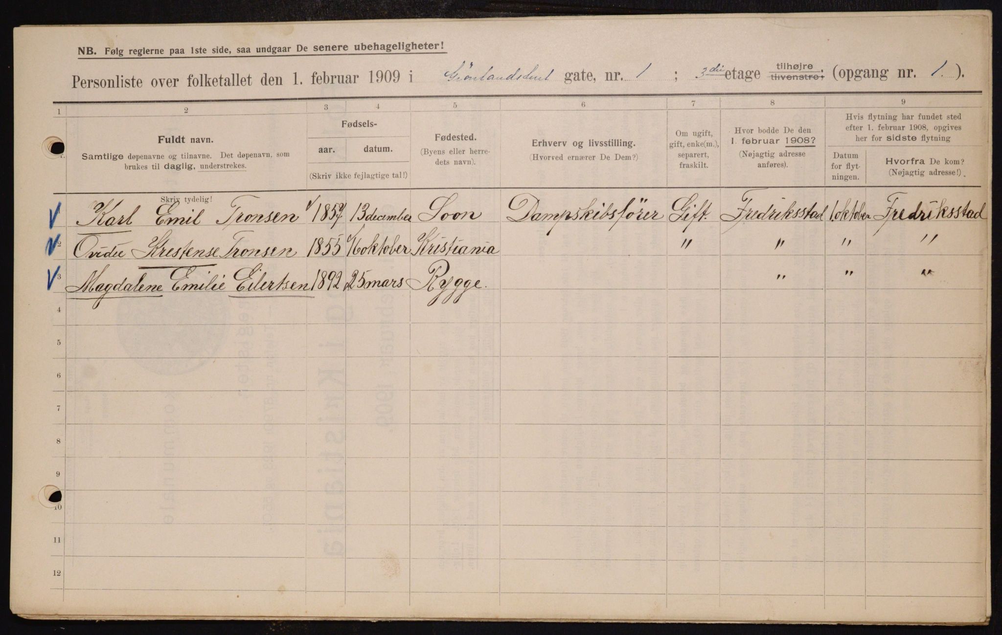 OBA, Kommunal folketelling 1.2.1909 for Kristiania kjøpstad, 1909, s. 28726