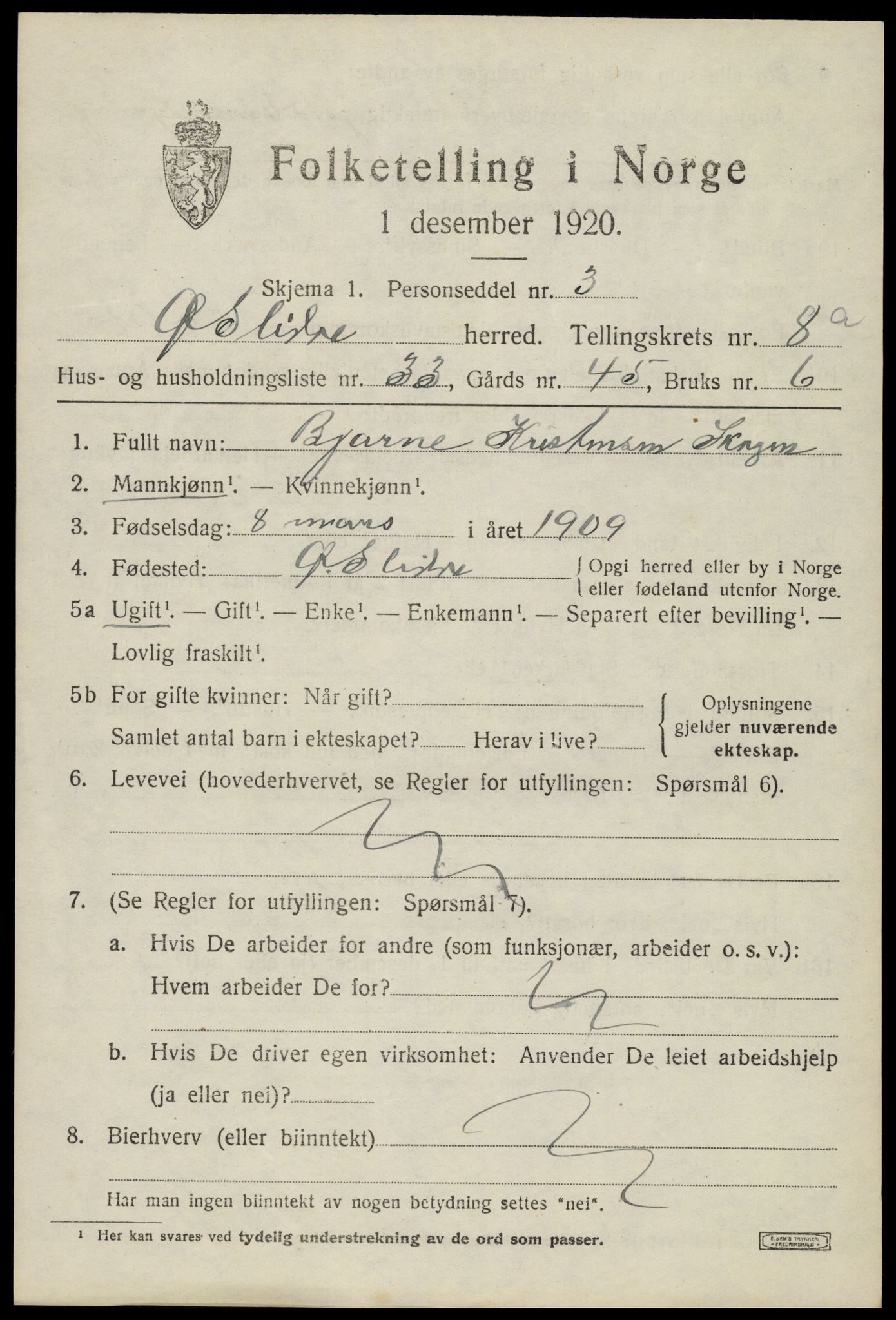 SAH, Folketelling 1920 for 0544 Øystre Slidre herred, 1920, s. 5115