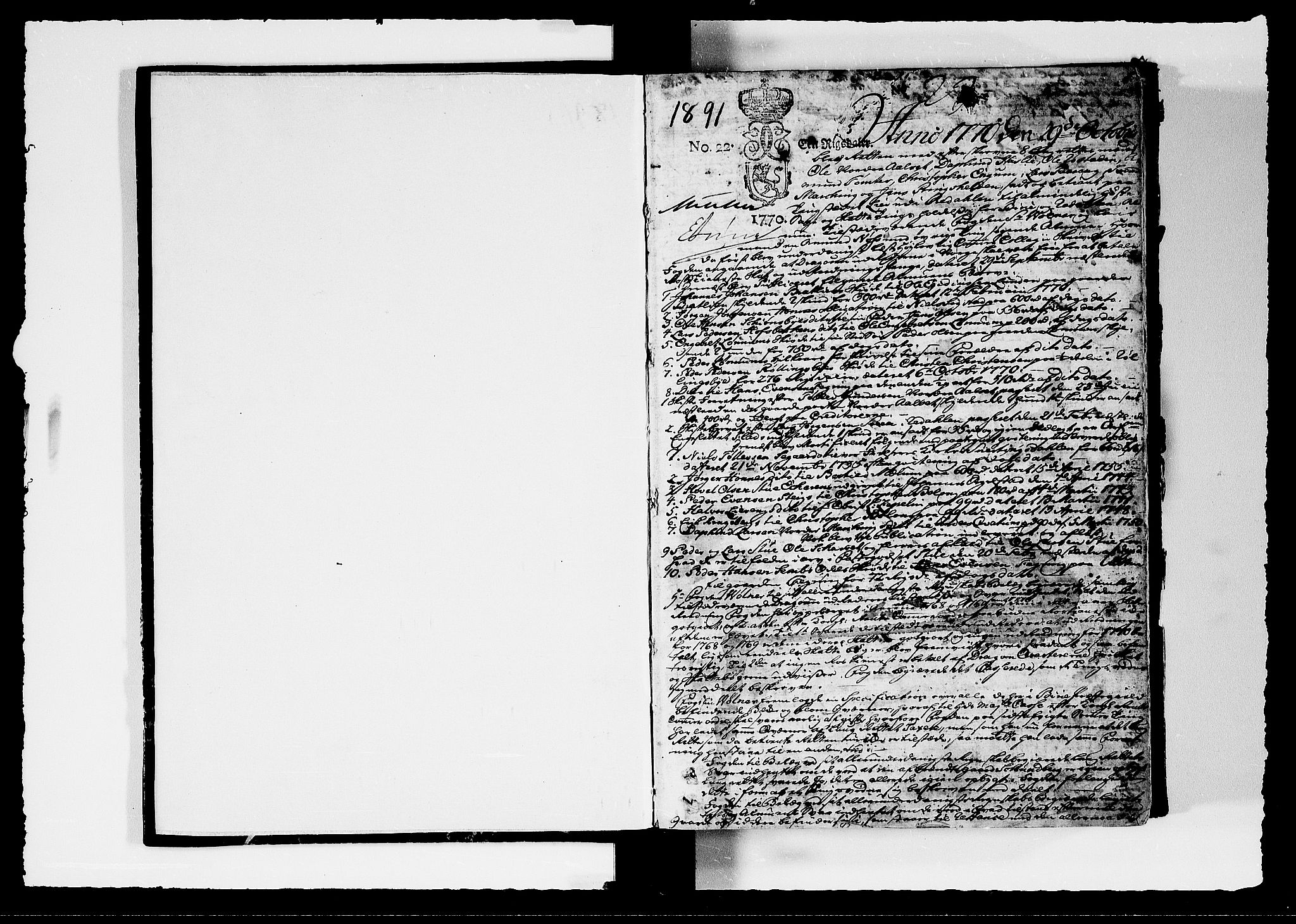 Toten tingrett, SAH/TING-006/G/Gb/Gba/L0037: Tingbok, 1770-1775, s. 0-1
