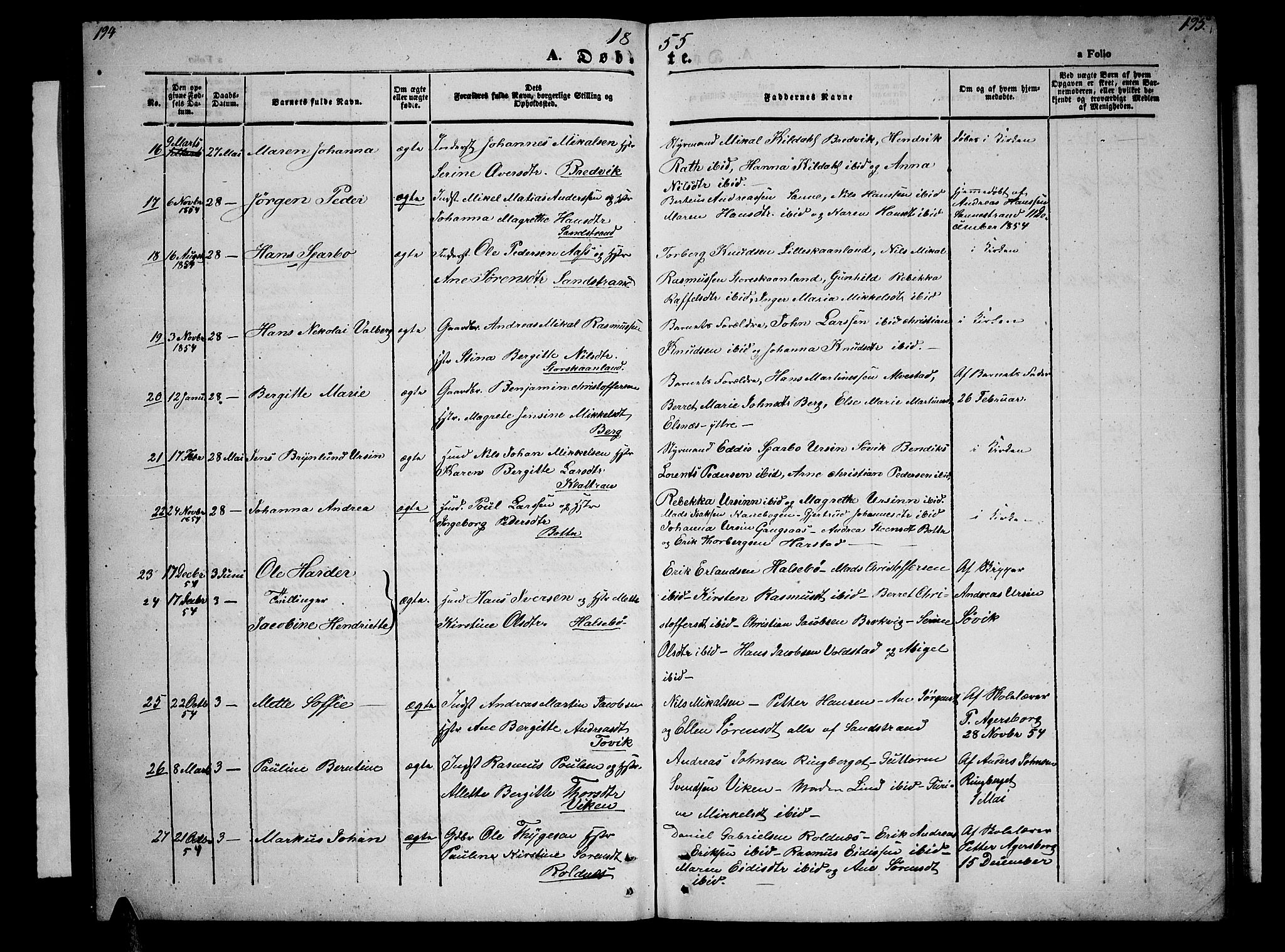 Trondenes sokneprestkontor, AV/SATØ-S-1319/H/Hb/L0006klokker: Klokkerbok nr. 6, 1845-1855, s. 194-195