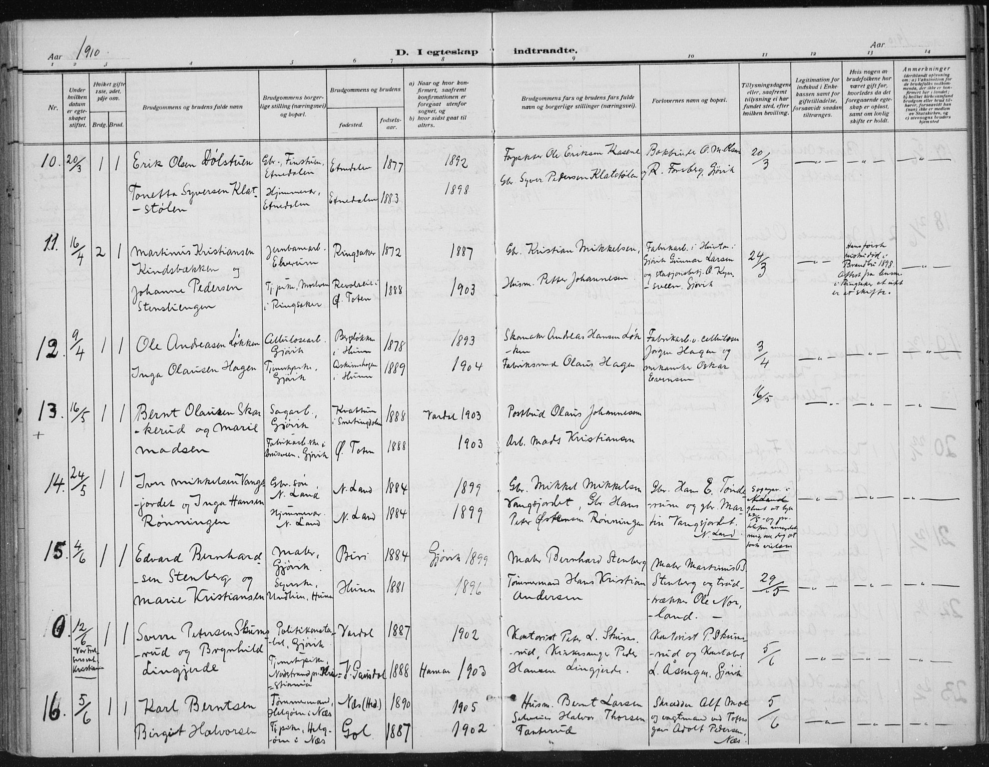 Vardal prestekontor, AV/SAH-PREST-100/H/Ha/Haa/L0013: Ministerialbok nr. 13, 1901-1911