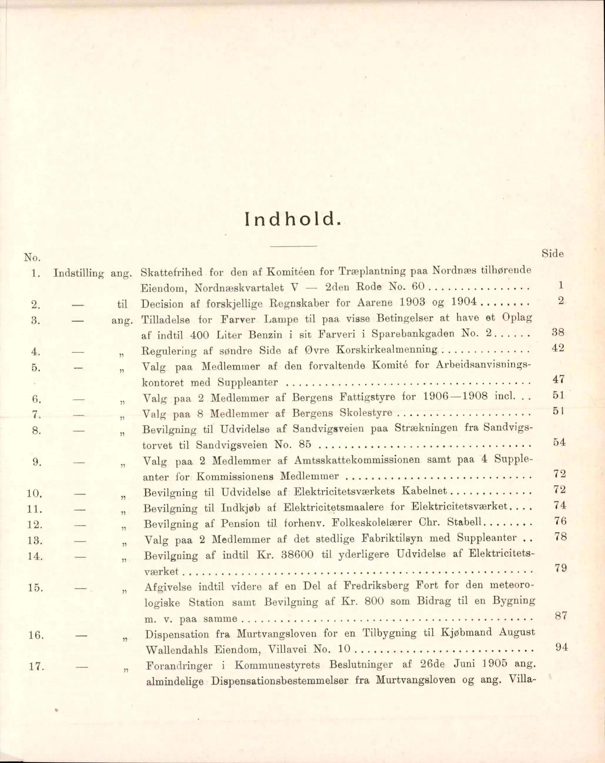 Bergen kommune. Formannskapet, BBA/A-0003/Ad/L0074: Bergens Kommuneforhandlinger, bind I, 1906