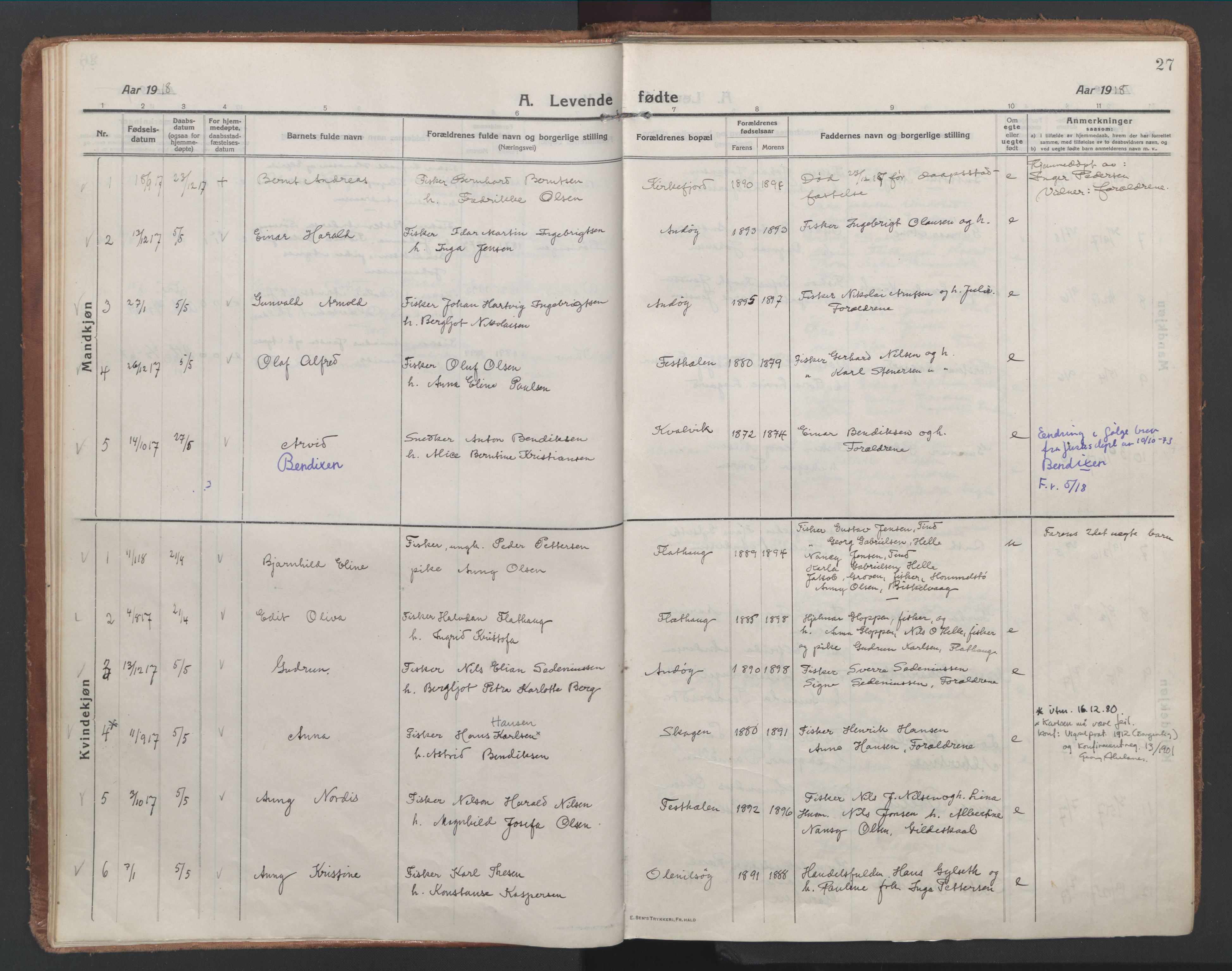 Ministerialprotokoller, klokkerbøker og fødselsregistre - Nordland, AV/SAT-A-1459/886/L1222: Ministerialbok nr. 886A04, 1914-1926, s. 27