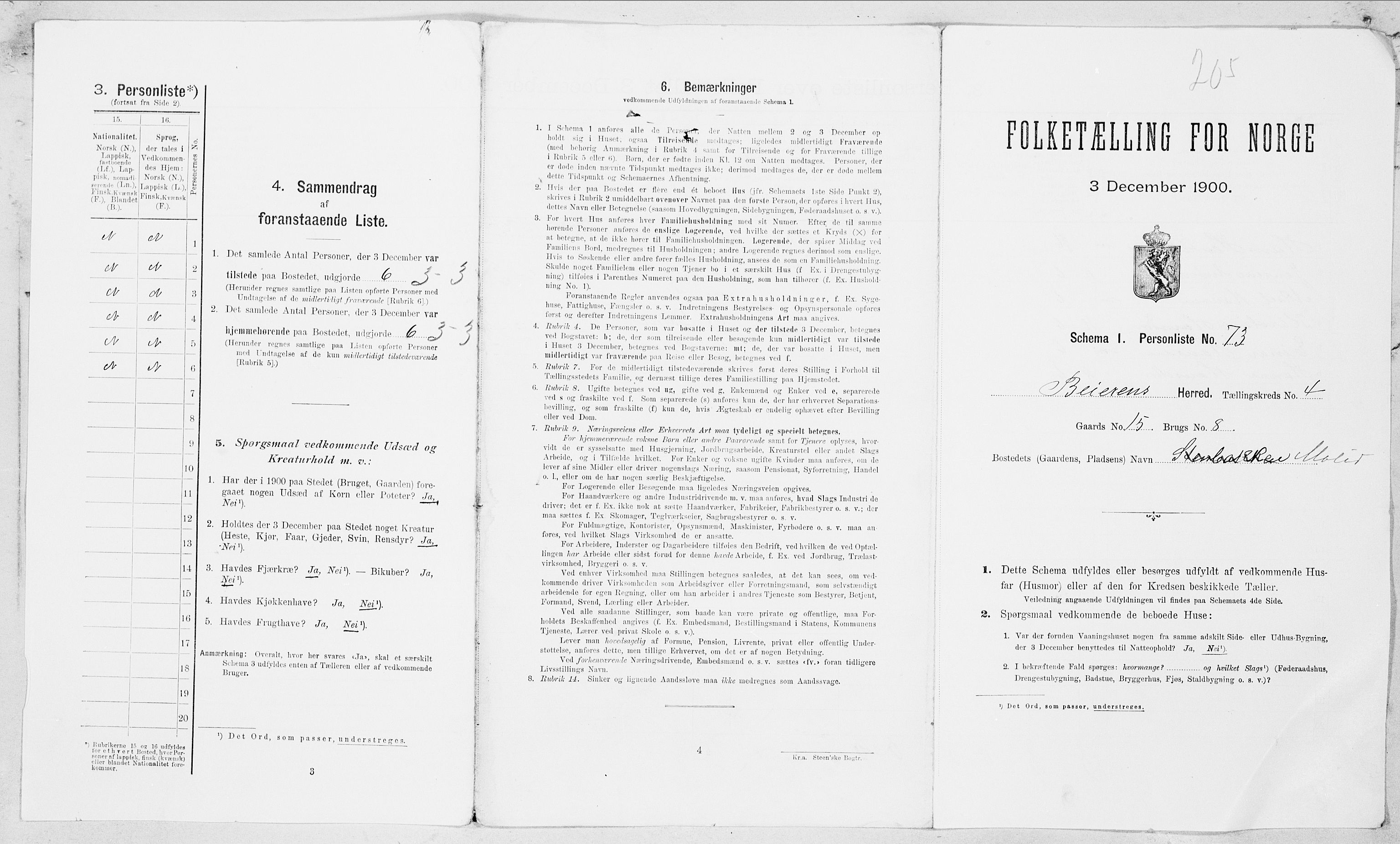 SAT, Folketelling 1900 for 1839 Beiarn herred, 1900, s. 324