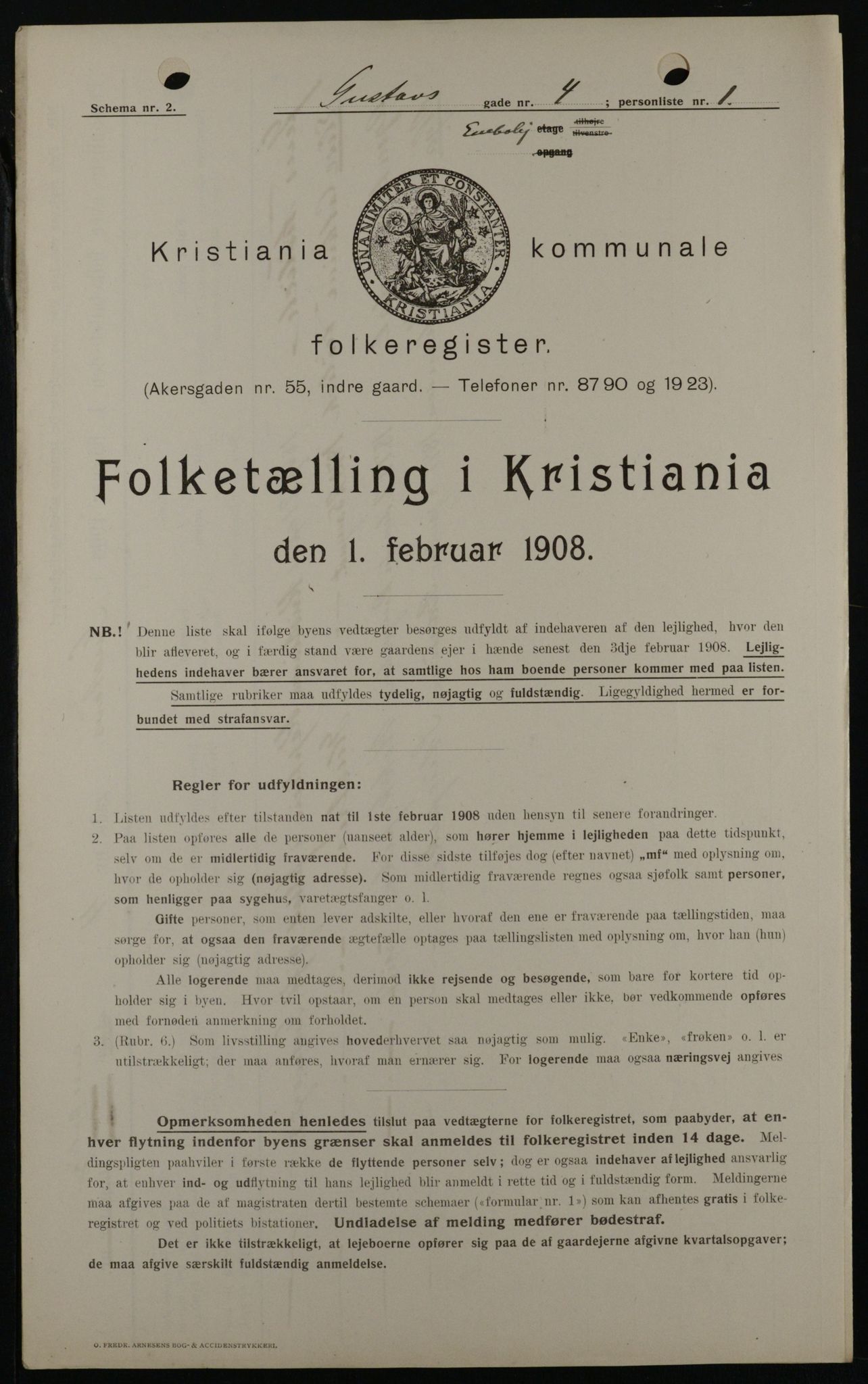 OBA, Kommunal folketelling 1.2.1908 for Kristiania kjøpstad, 1908, s. 29318