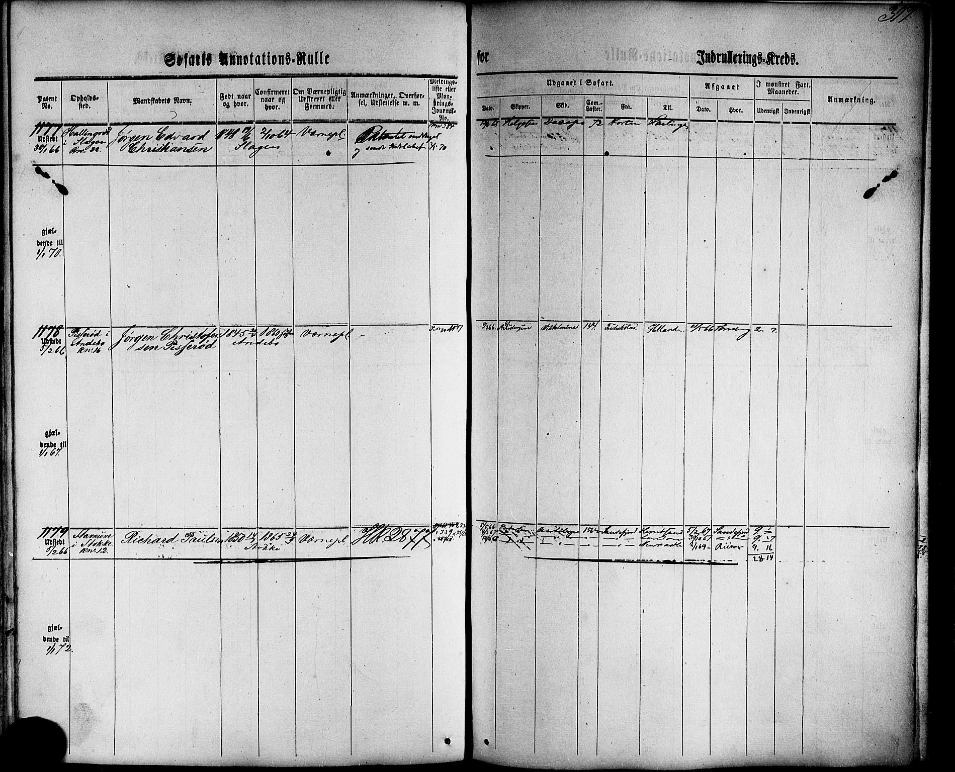 Tønsberg innrulleringskontor, AV/SAKO-A-786/F/Fb/L0001: Annotasjonsrulle Patent nr. 1-1724, 1860-1868, s. 416