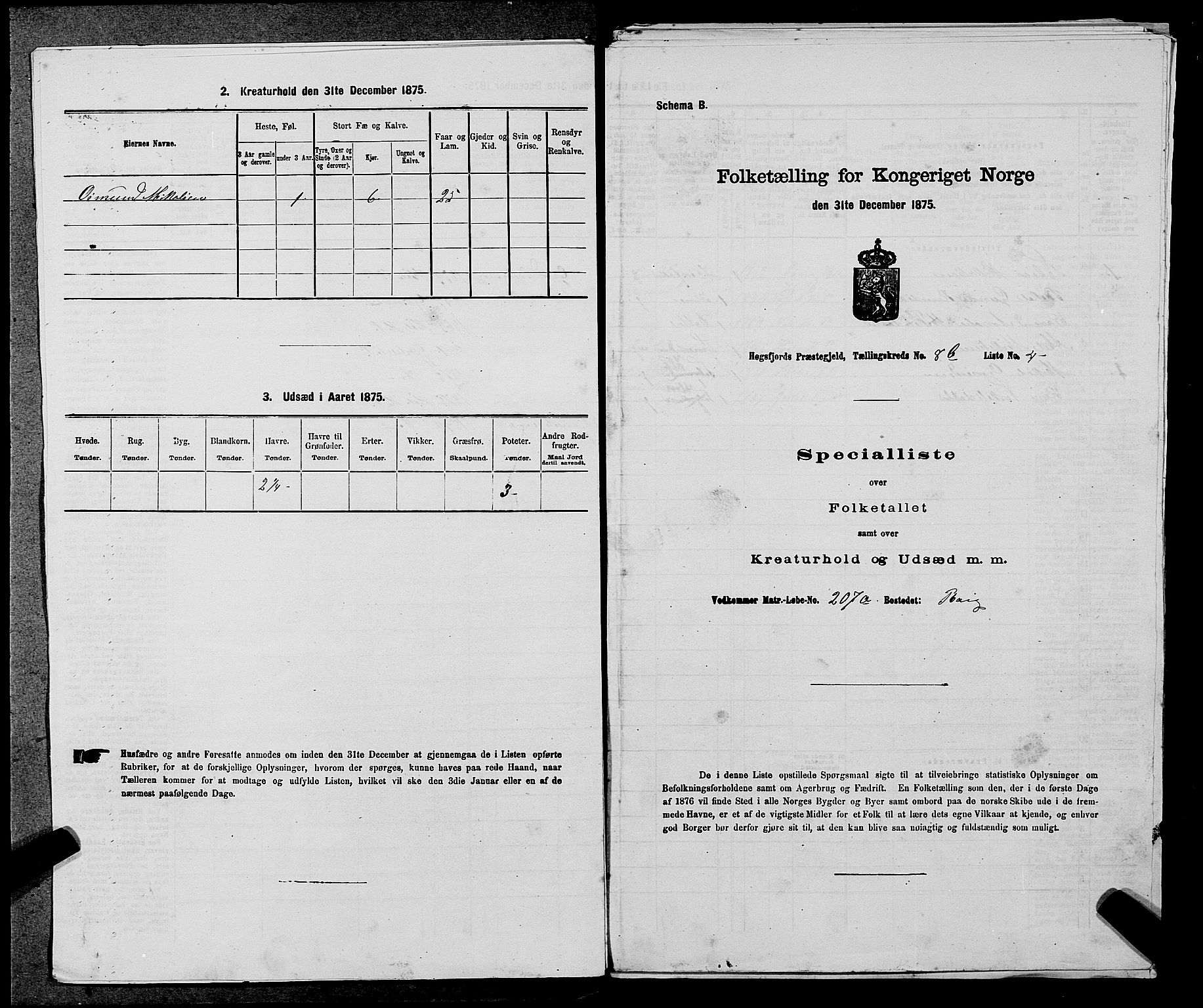 SAST, Folketelling 1875 for 1128P Høgsfjord prestegjeld, 1875, s. 726