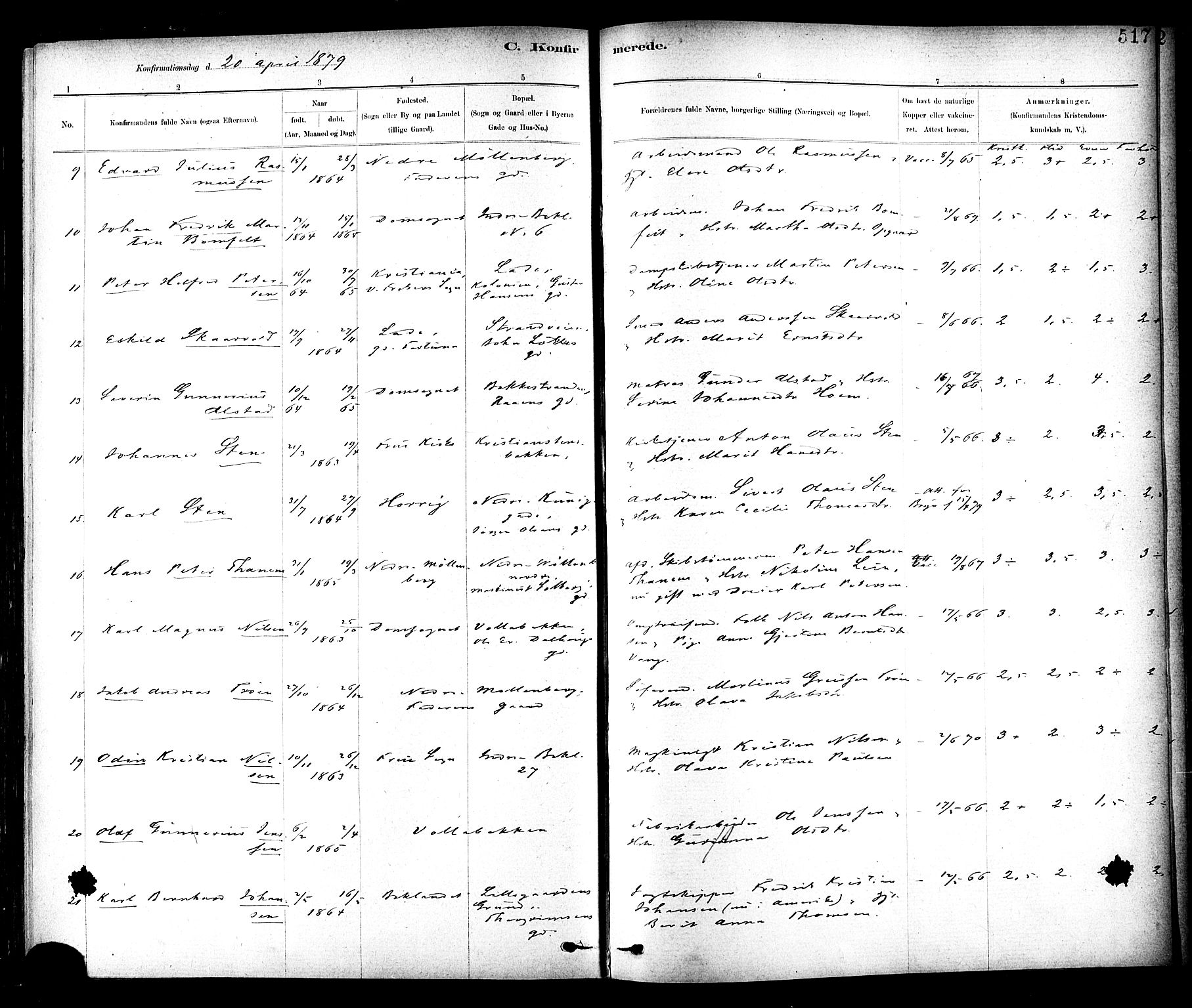 Ministerialprotokoller, klokkerbøker og fødselsregistre - Sør-Trøndelag, SAT/A-1456/604/L0188: Ministerialbok nr. 604A09, 1878-1892, s. 517