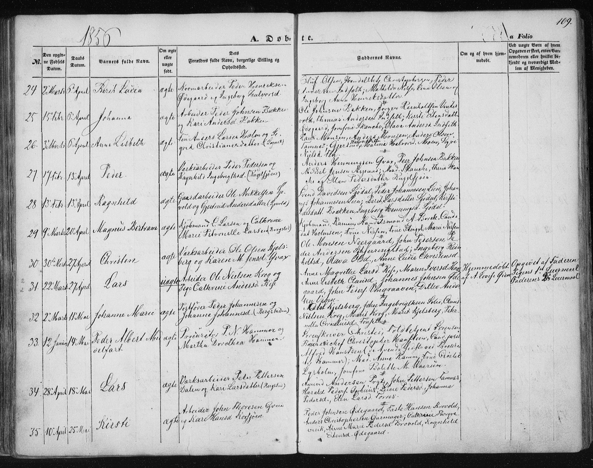 Ministerialprotokoller, klokkerbøker og fødselsregistre - Sør-Trøndelag, SAT/A-1456/681/L0931: Ministerialbok nr. 681A09, 1845-1859, s. 109