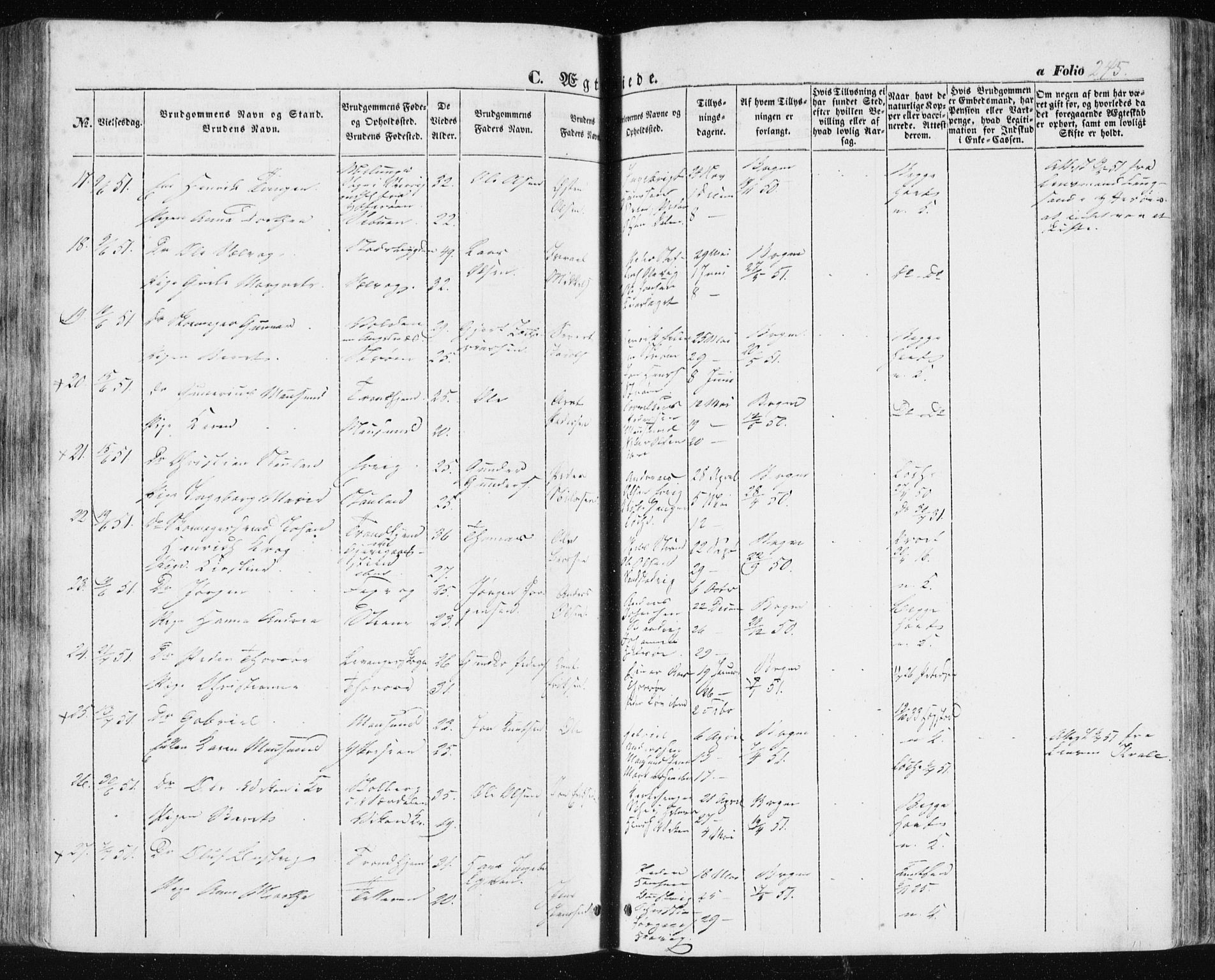 Ministerialprotokoller, klokkerbøker og fødselsregistre - Sør-Trøndelag, SAT/A-1456/634/L0529: Ministerialbok nr. 634A05, 1843-1851, s. 245