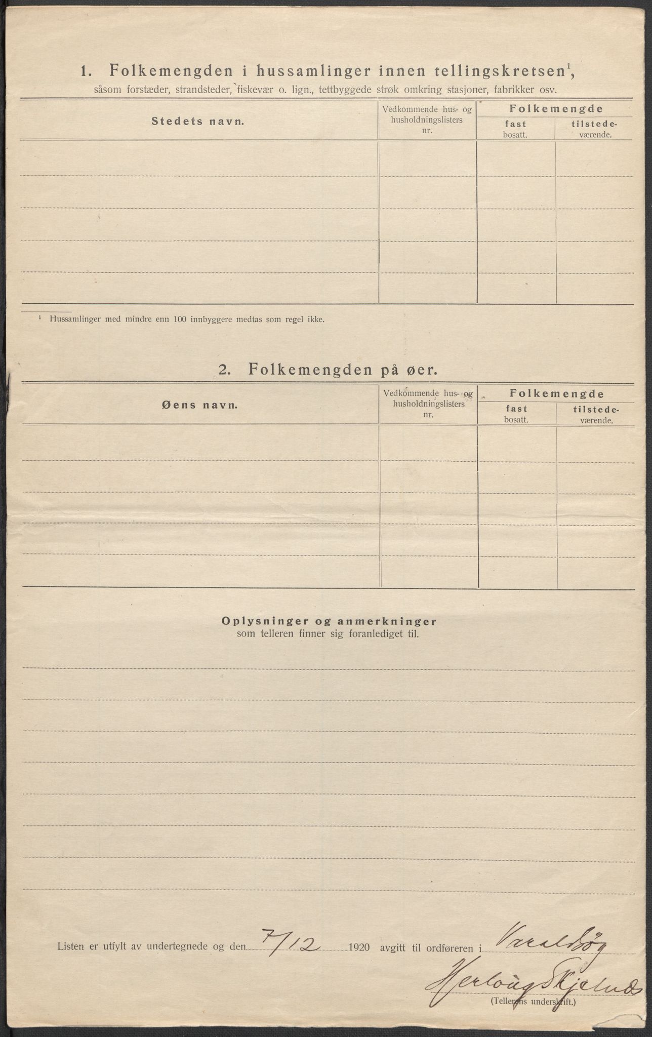 SAB, Folketelling 1920 for 1225 Varaldsøy herred, 1920, s. 7