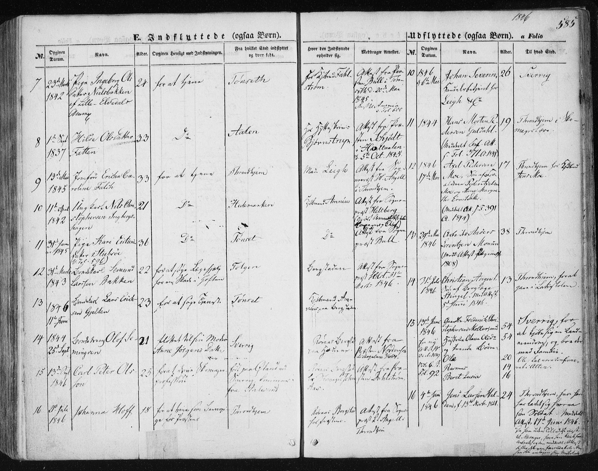 Ministerialprotokoller, klokkerbøker og fødselsregistre - Sør-Trøndelag, SAT/A-1456/681/L0931: Ministerialbok nr. 681A09, 1845-1859, s. 585