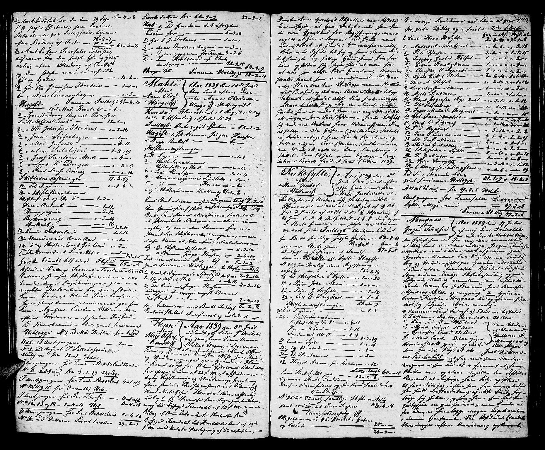 Romsdal sorenskriveri, AV/SAT-A-4149/1/3/3A/L0017: Skifteutlodnings Protokoll 3, 1832-1840, s. 443