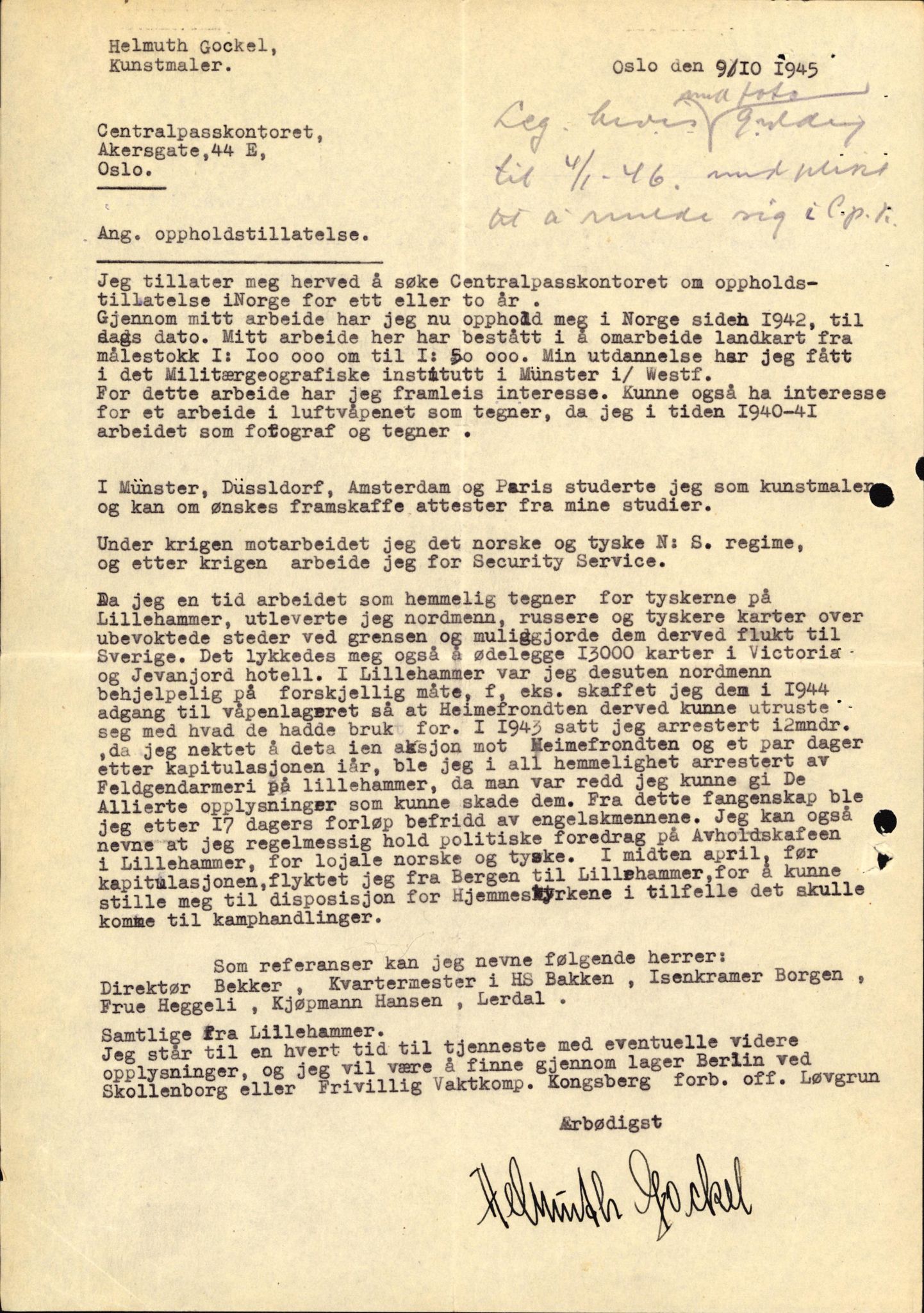 Forsvaret, Forsvarets overkommando II, AV/RA-RAFA-3915/D/Db/L0010: CI Questionaires. Tyske okkupasjonsstyrker i Norge. Tyskere., 1945-1946, s. 13
