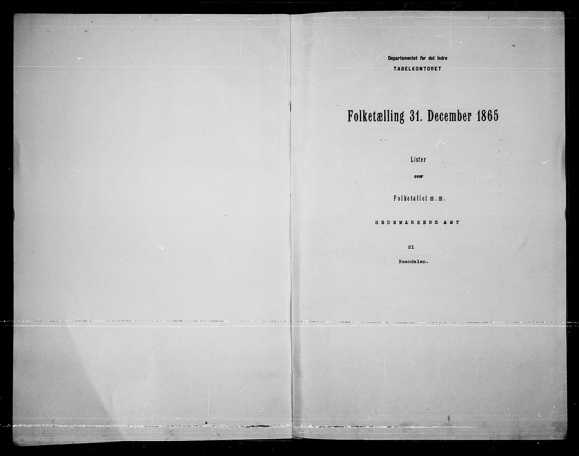 RA, Folketelling 1865 for 0432P Rendalen prestegjeld, 1865, s. 3