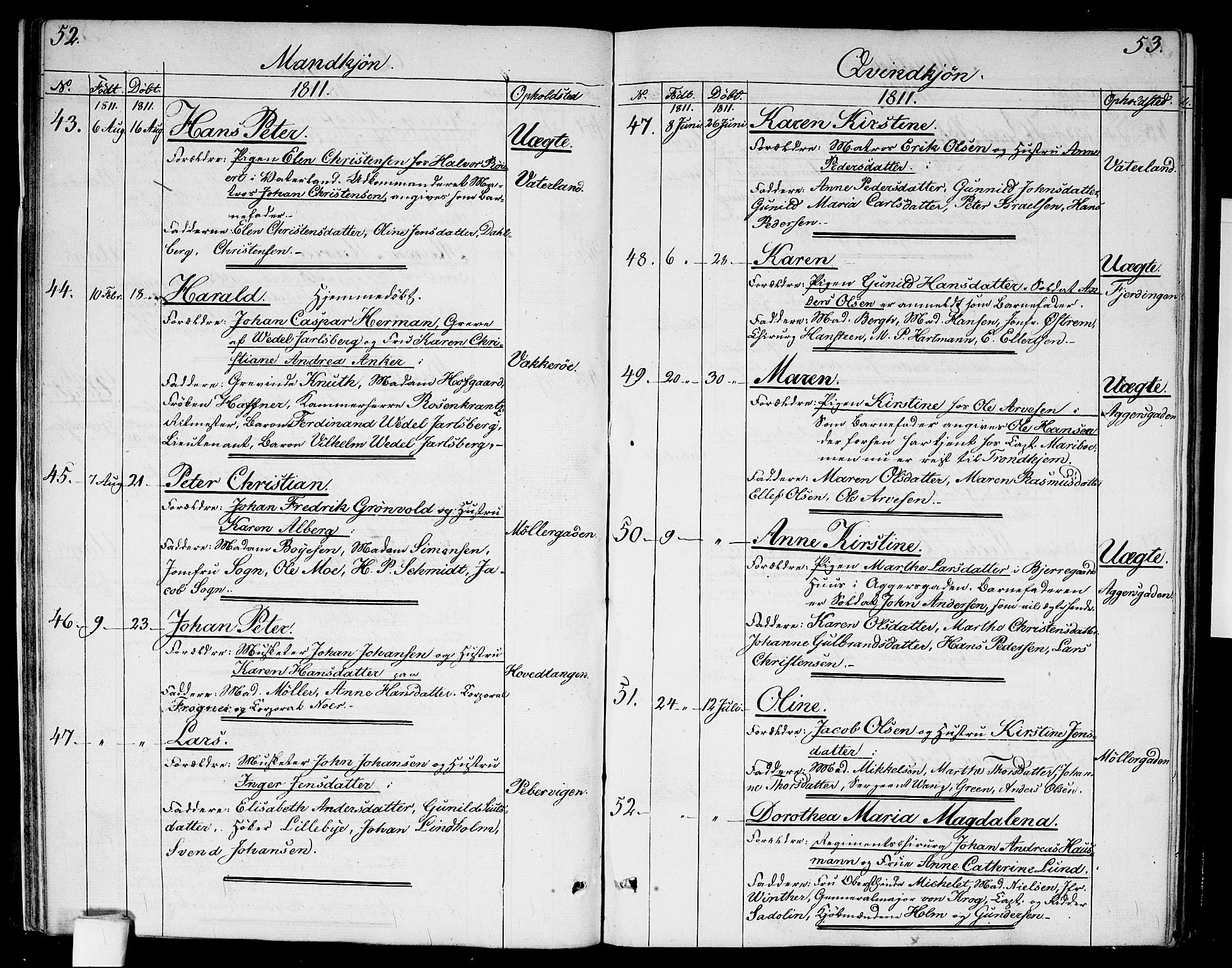 Garnisonsmenigheten Kirkebøker, SAO/A-10846/G/Ga/L0002: Klokkerbok nr. 2, 1810-1814, s. 52-53