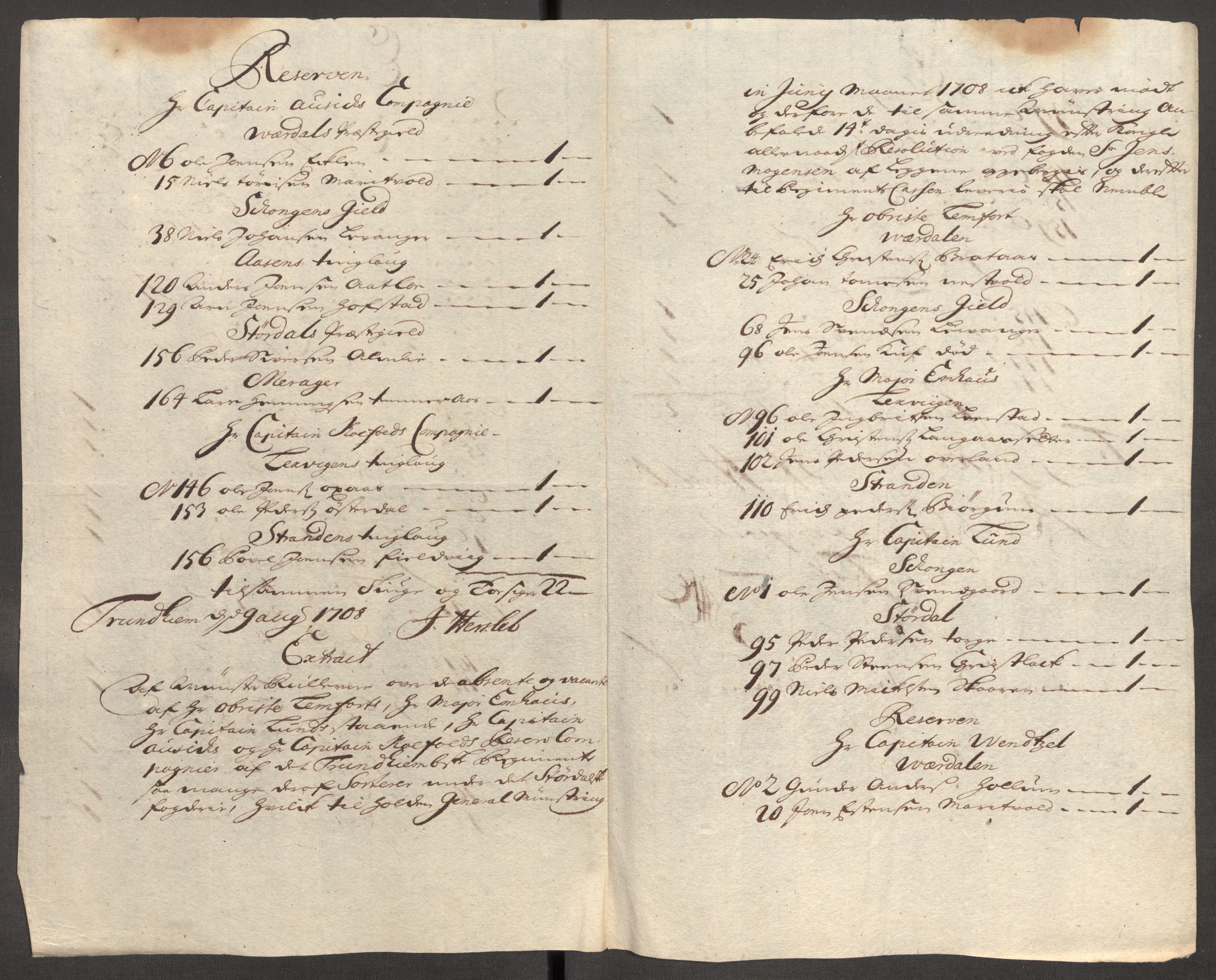 Rentekammeret inntil 1814, Reviderte regnskaper, Fogderegnskap, AV/RA-EA-4092/R62/L4198: Fogderegnskap Stjørdal og Verdal, 1708, s. 199