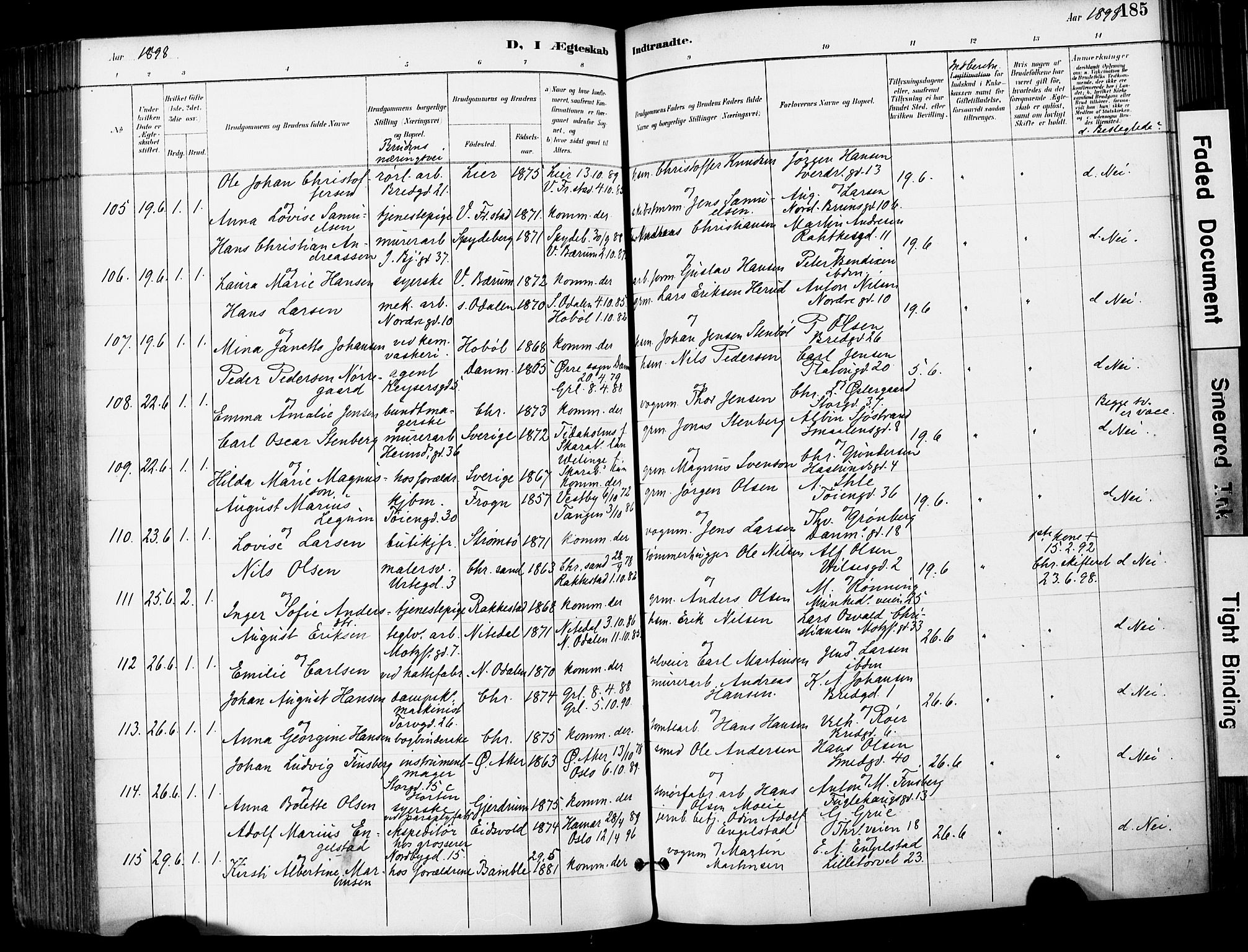 Grønland prestekontor Kirkebøker, AV/SAO-A-10848/F/Fa/L0013: Ministerialbok nr. 13, 1887-1906, s. 185