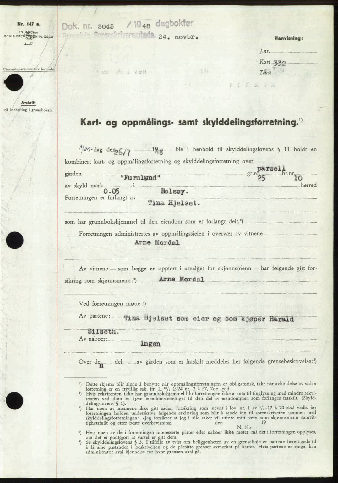 Romsdal sorenskriveri, SAT/A-4149/1/2/2C: Pantebok nr. A27, 1948-1948, Dagboknr: 3045/1948