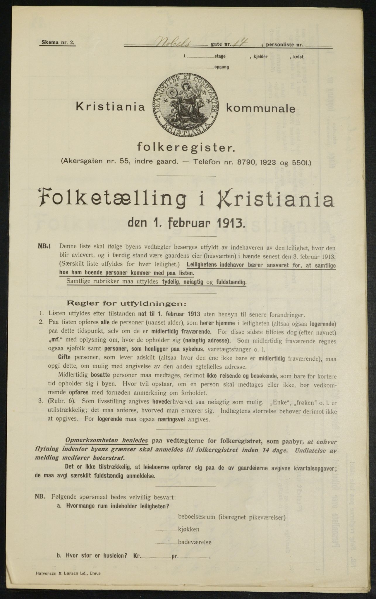 OBA, Kommunal folketelling 1.2.1913 for Kristiania, 1913, s. 71272