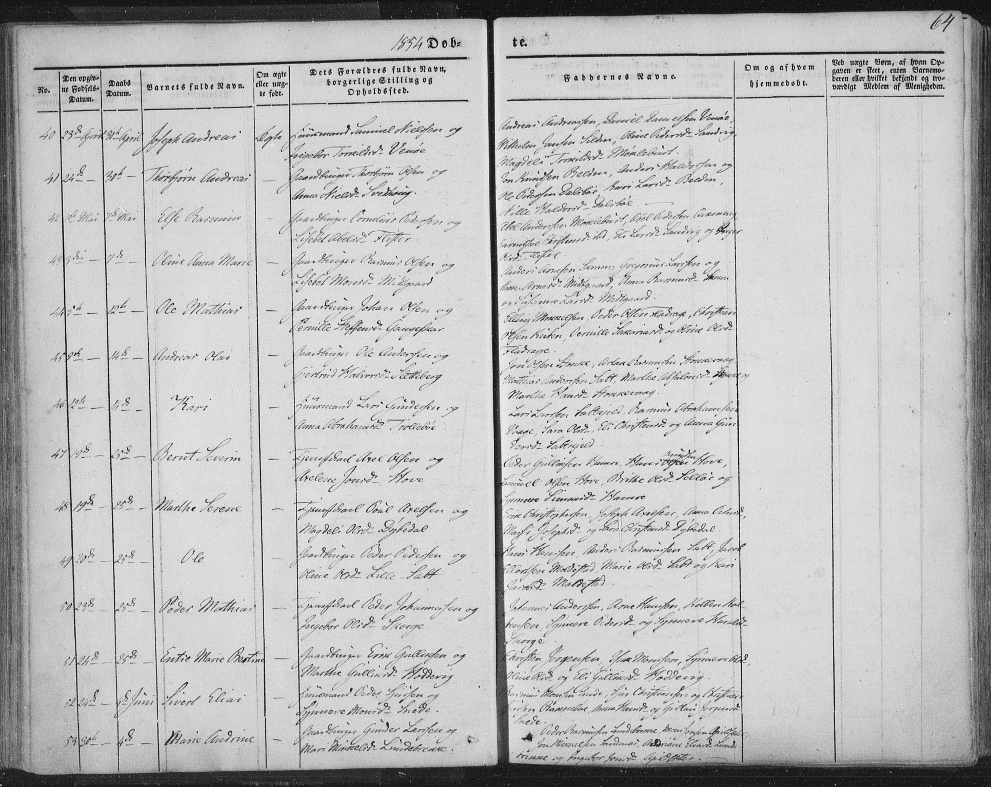 Selje sokneprestembete, AV/SAB-A-99938/H/Ha/Haa/Haaa: Ministerialbok nr. A 10, 1844-1858, s. 64
