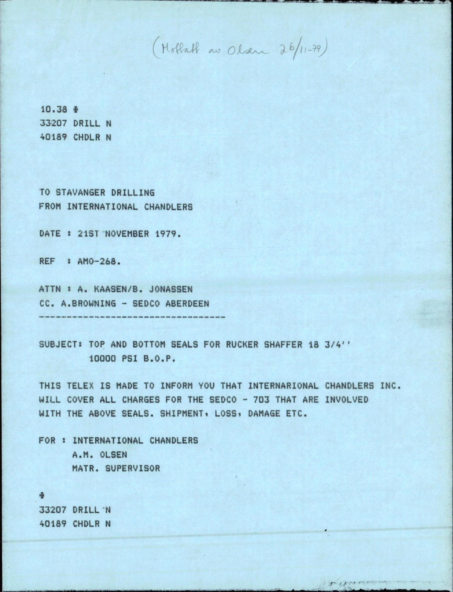 Pa 1503 - Stavanger Drilling AS, AV/SAST-A-101906/2/E/Ec/Eca/L0002: Korrespondanse, 1974-1982