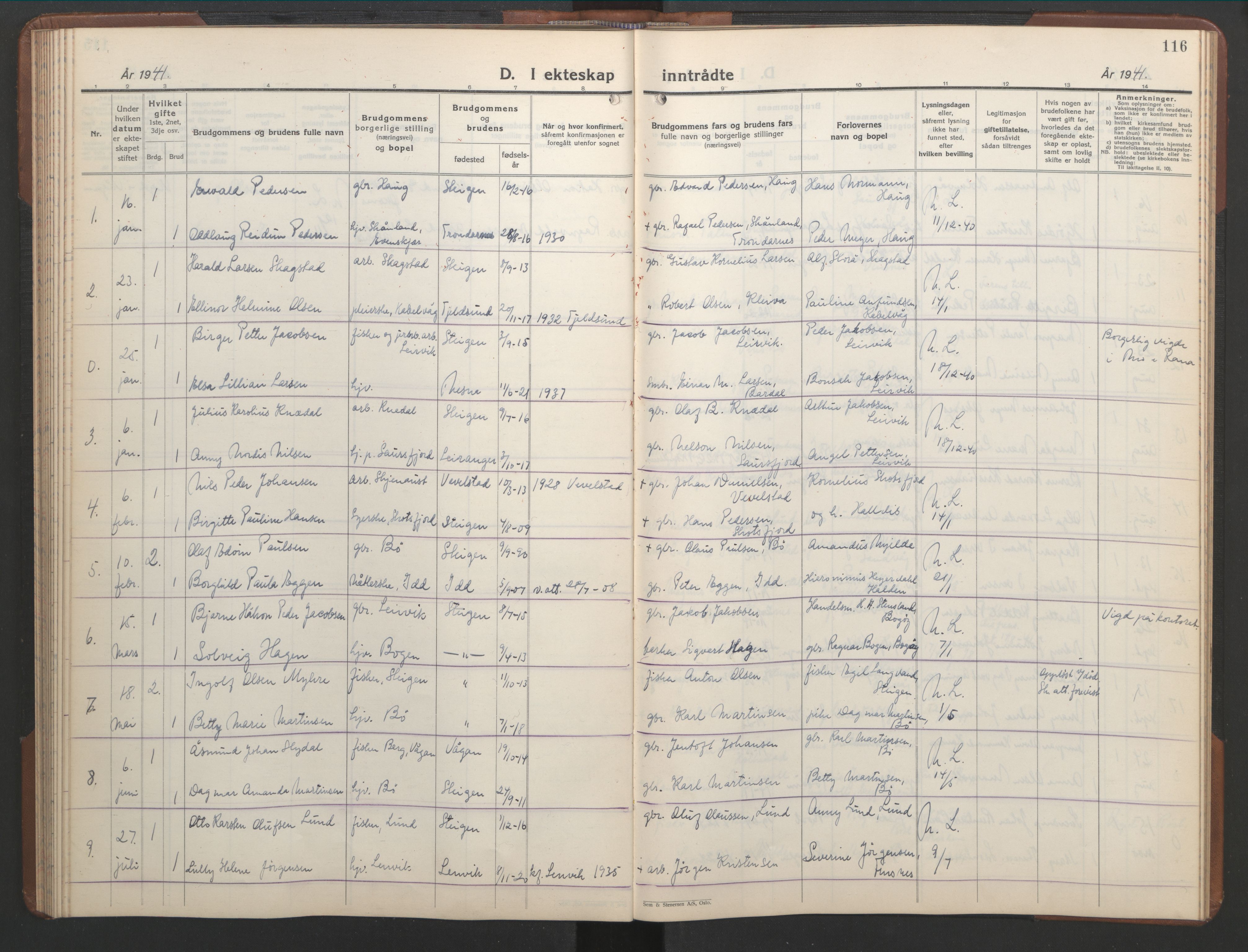 Ministerialprotokoller, klokkerbøker og fødselsregistre - Nordland, SAT/A-1459/855/L0818: Klokkerbok nr. 855C07, 1935-1949, s. 116