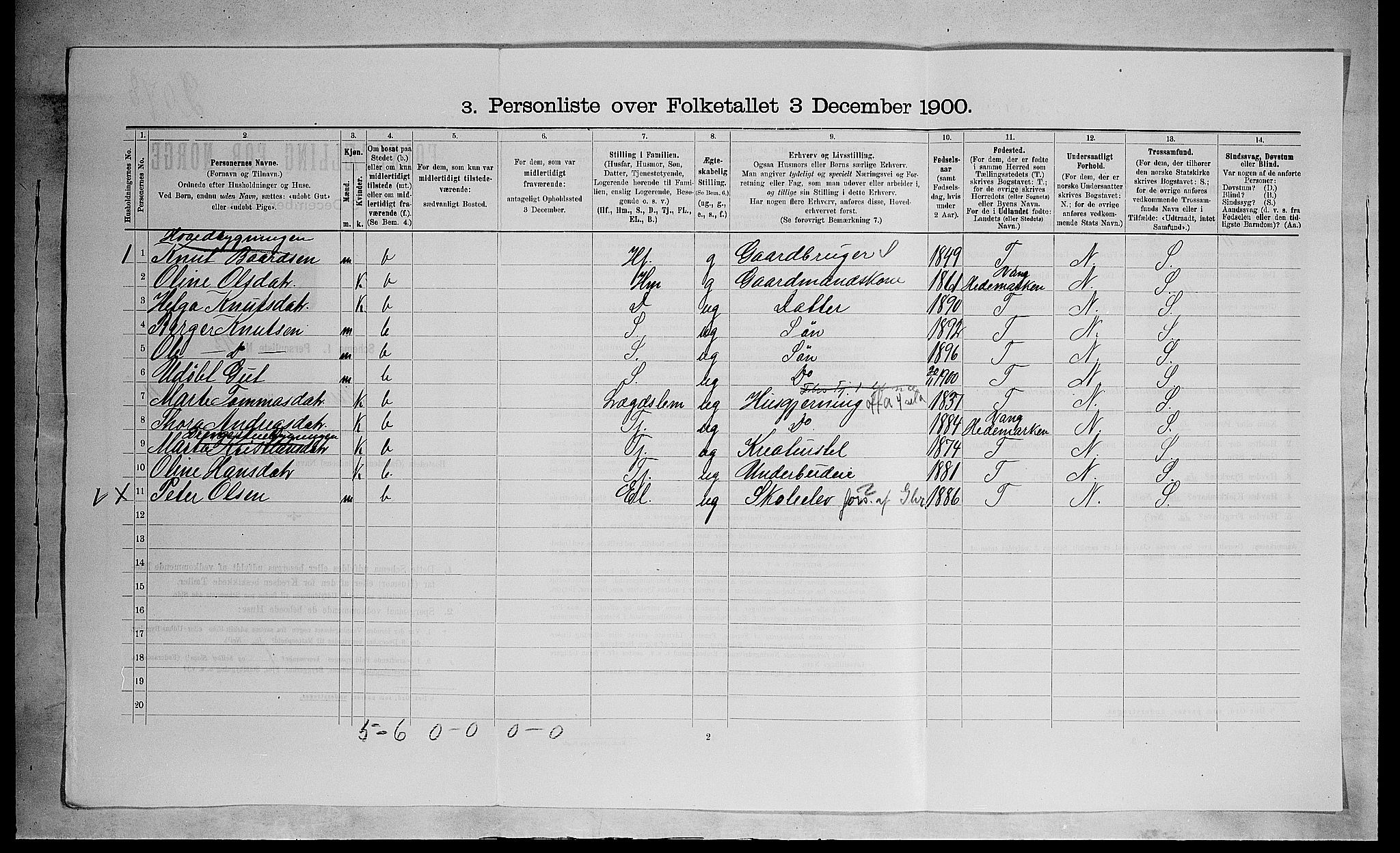 SAH, Folketelling 1900 for 0413 Furnes herred, 1900, s. 800