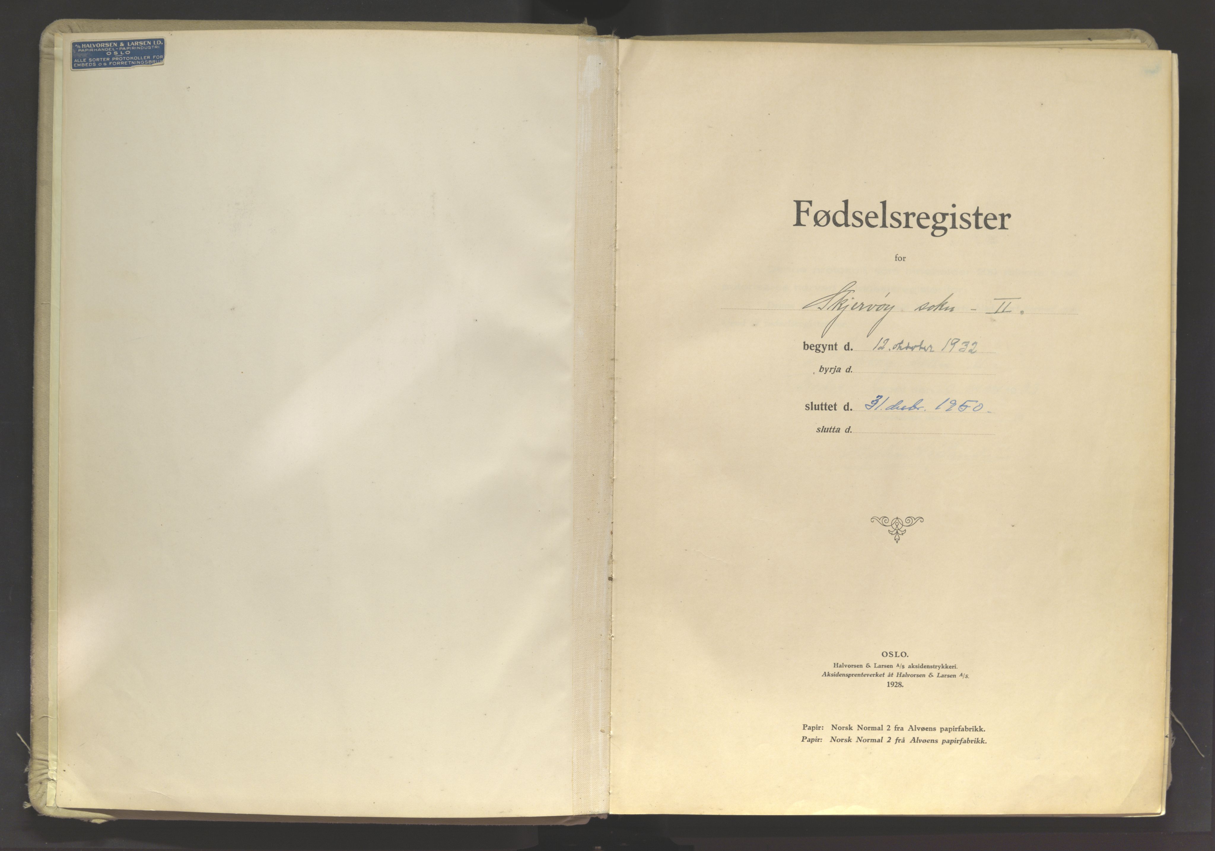 Skjervøy sokneprestkontor, SATØ/S-1300/I/Ia/L0057: Fødselsregister nr. 57, 1932-1950