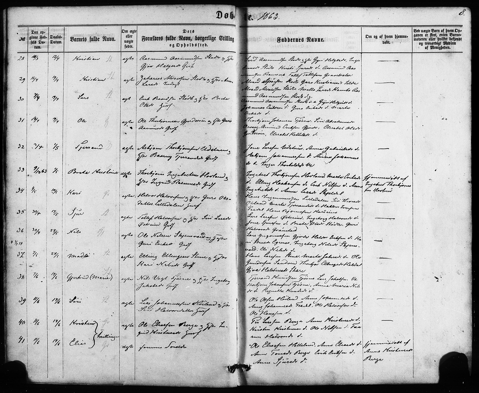 Etne sokneprestembete, AV/SAB-A-75001/H/Haa: Ministerialbok nr. A 9, 1862-1878, s. 8