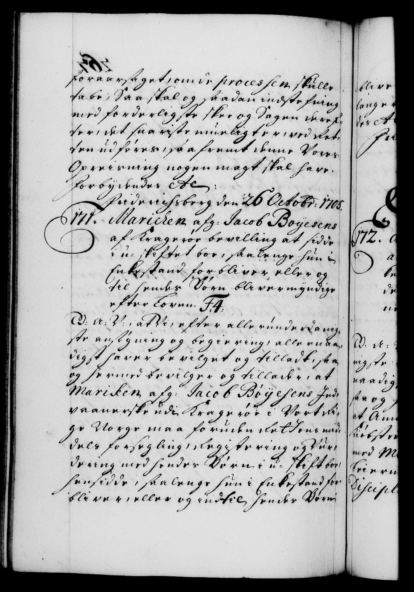 Danske Kanselli 1572-1799, RA/EA-3023/F/Fc/Fca/Fcaa/L0019: Norske registre, 1704-1707, s. 267b