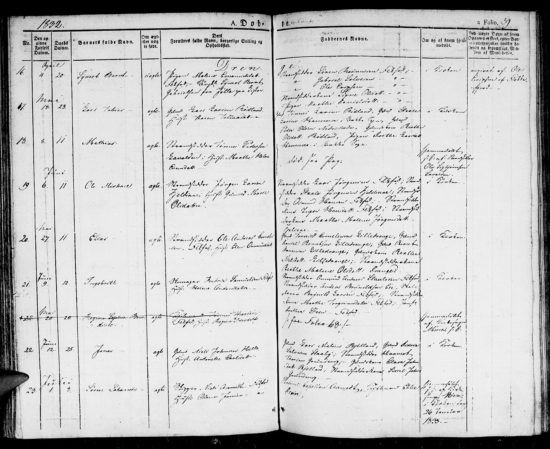 Flekkefjord sokneprestkontor, AV/SAK-1111-0012/F/Fb/Fbc/L0004: Klokkerbok nr. B 4, 1827-1846, s. 59