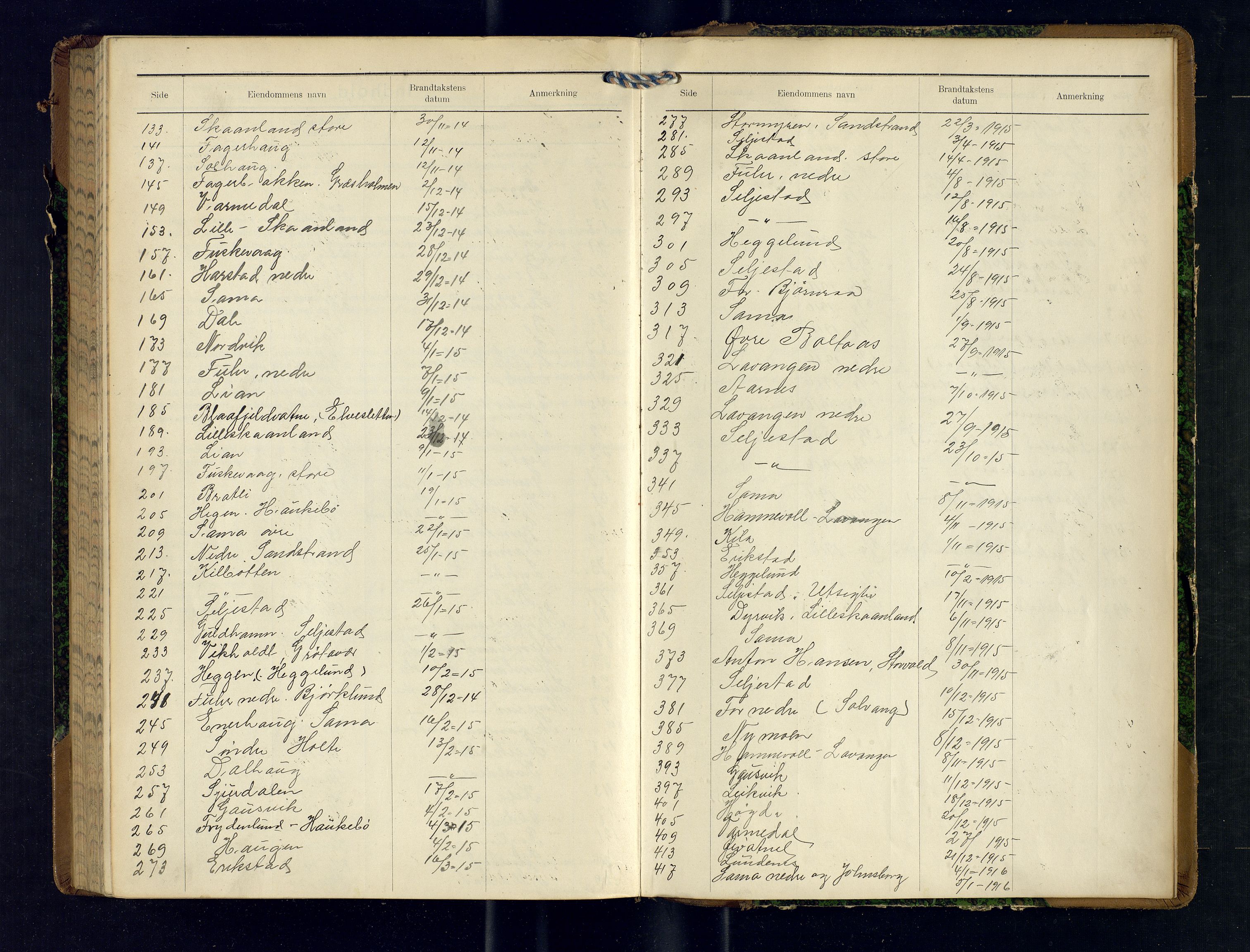 Harstad lensmannskontor, SATØ/SATØ-10/F/Fr/Fra/L0606: Branntakstprotokoll (S). Merket U. Med register, 1914-1916