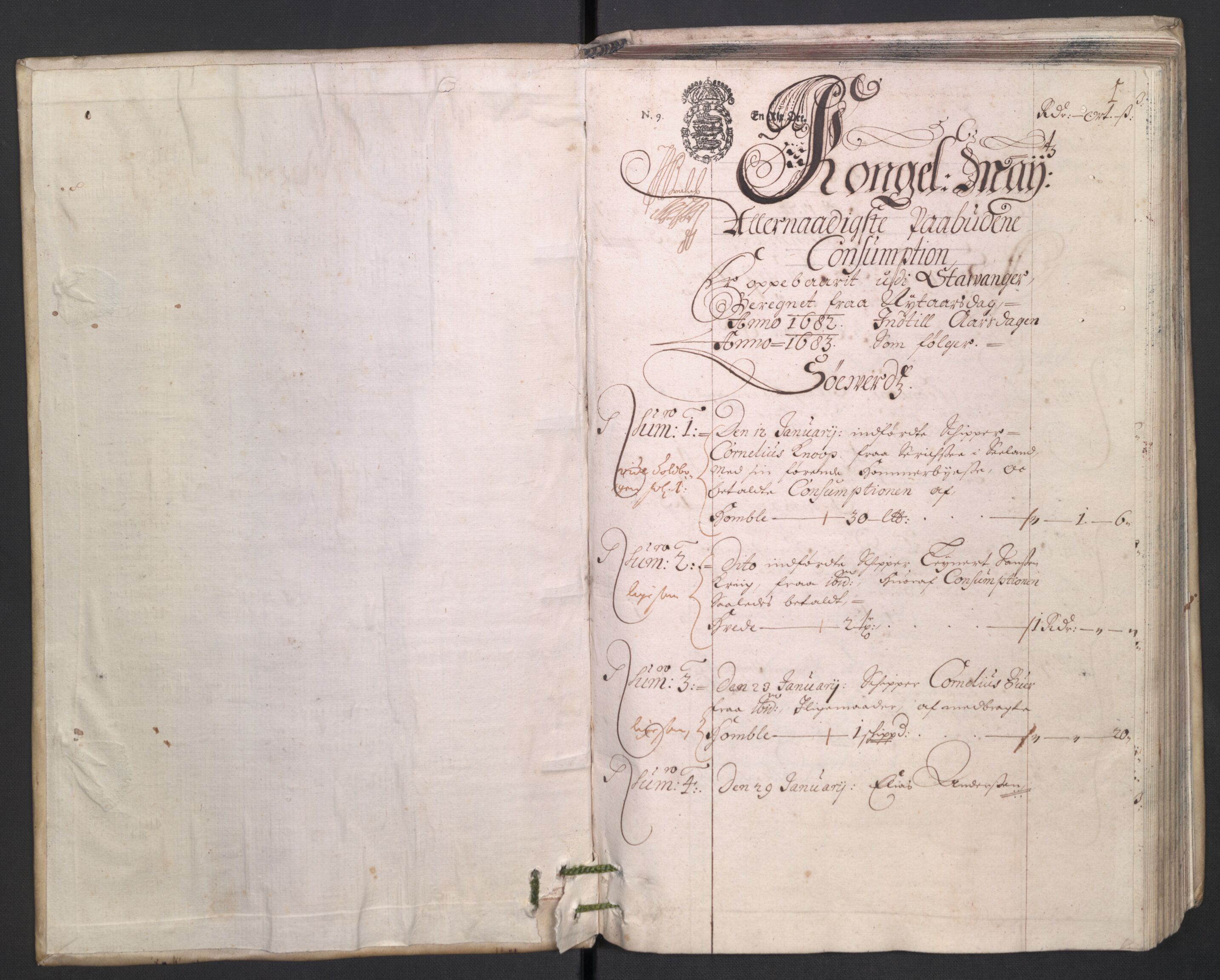 Rentekammeret inntil 1814, Reviderte regnskaper, Byregnskaper, AV/RA-EA-4066/R/Ro/L0329: [O23] Konsumpsjonsregnskap, 1681-1682, s. 148